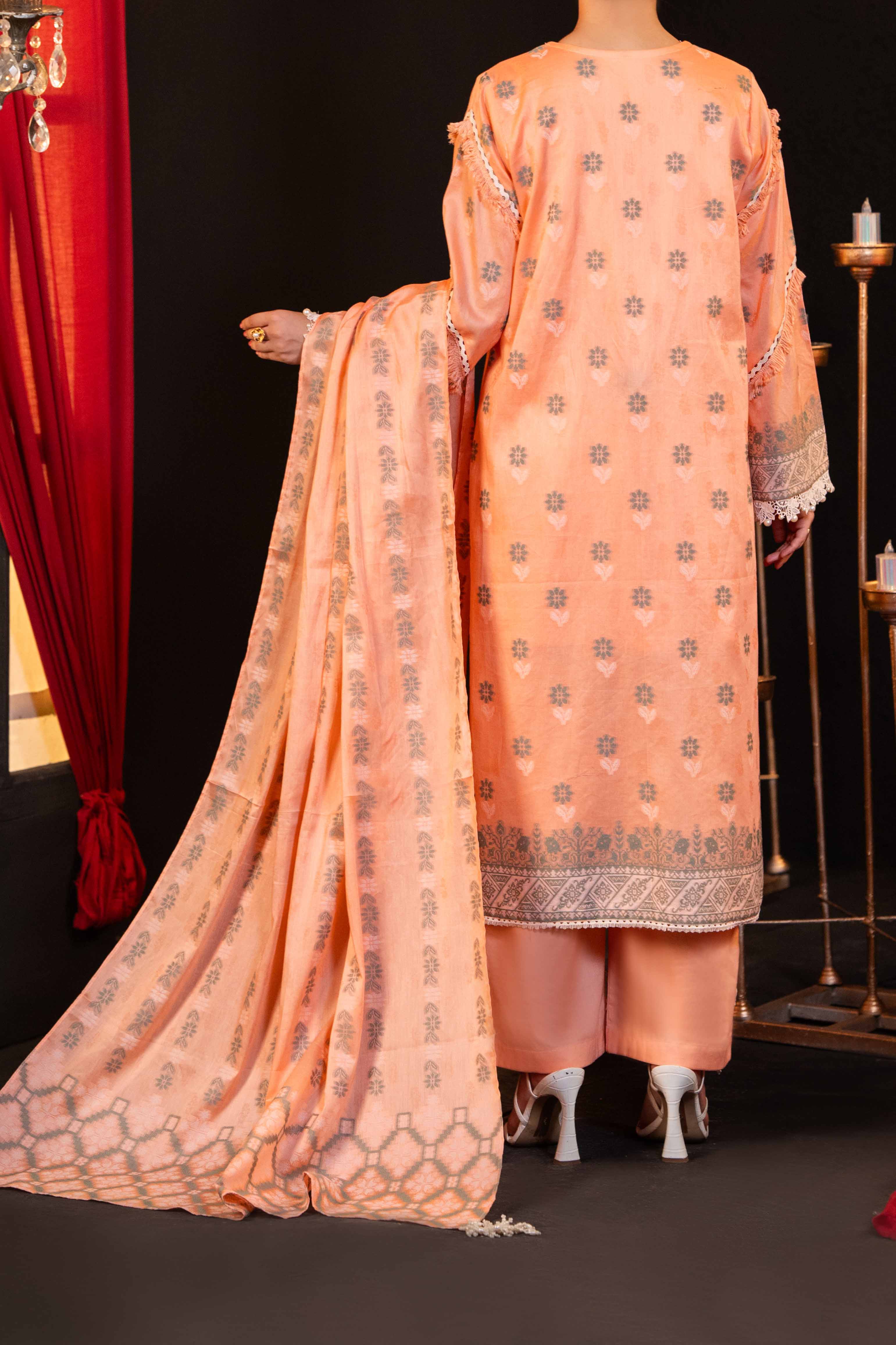 NUSJ3292 Jacquard Lawn Suit - Unstitched 3Pc