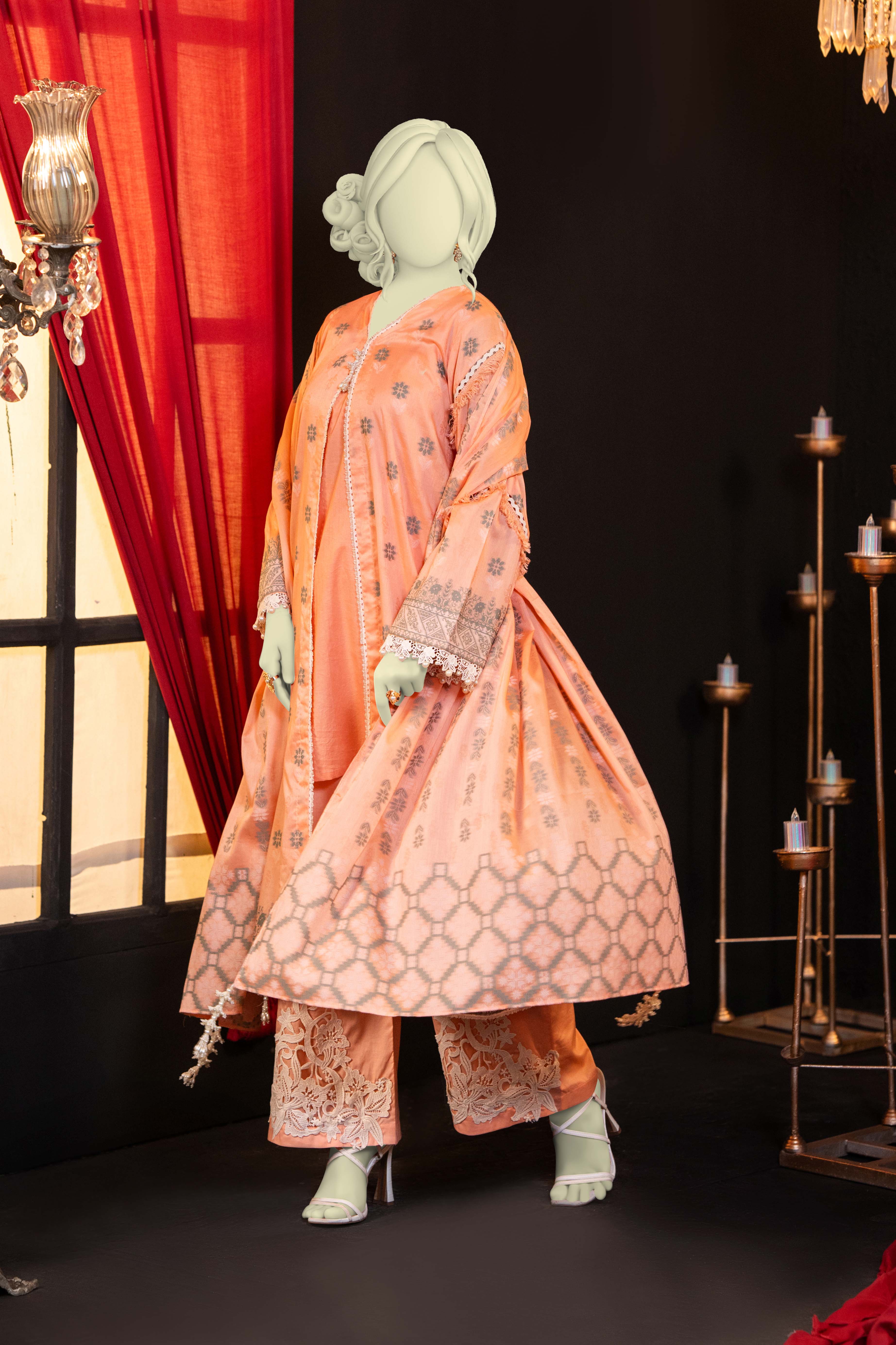 NUSJ3292 Jacquard Lawn Suit - Unstitched 3Pc
