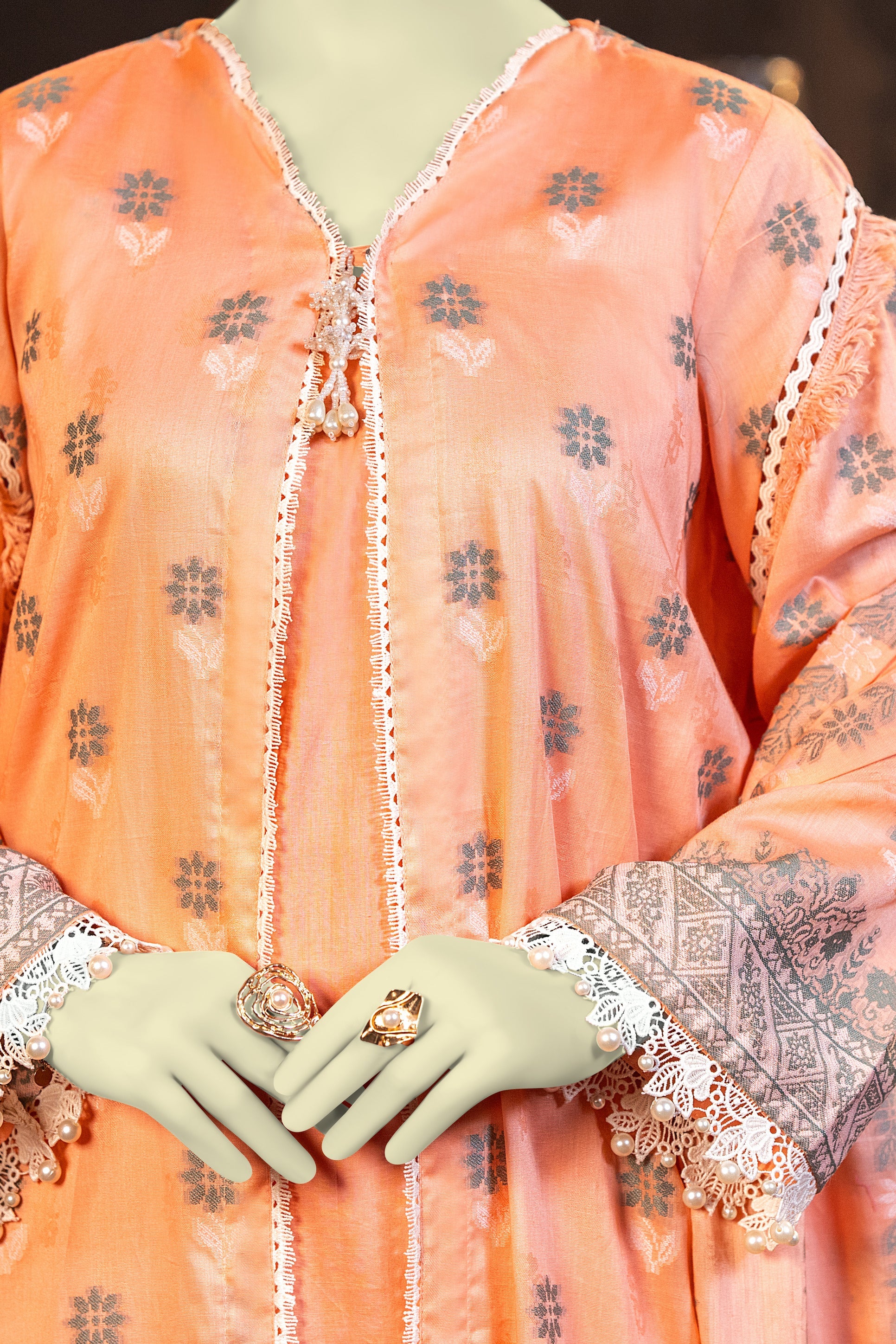 NUSJ3292 Jacquard Lawn Suit - Unstitched 3Pc