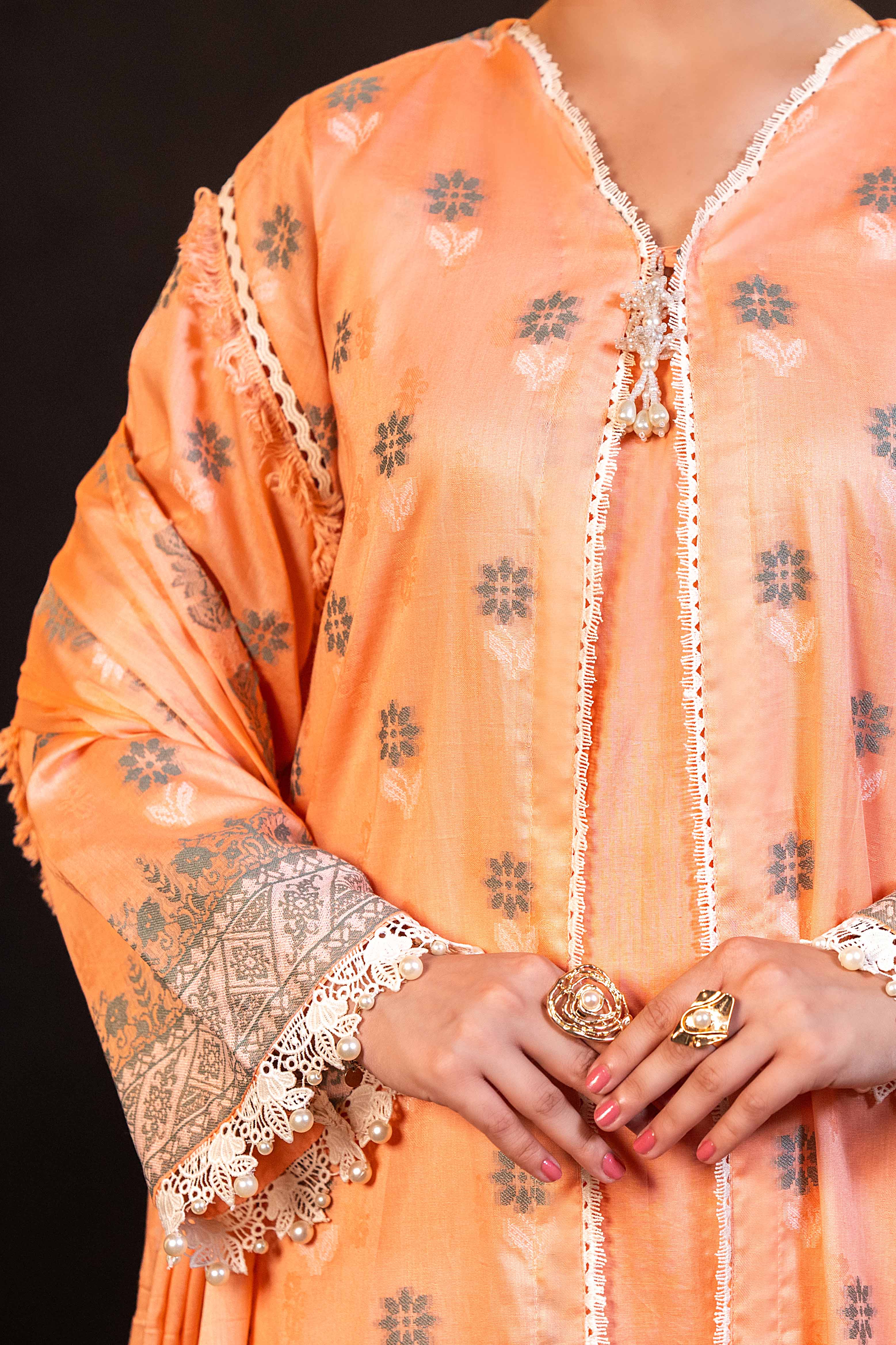 NUSJ3292 Jacquard Lawn Suit - Unstitched 3Pc