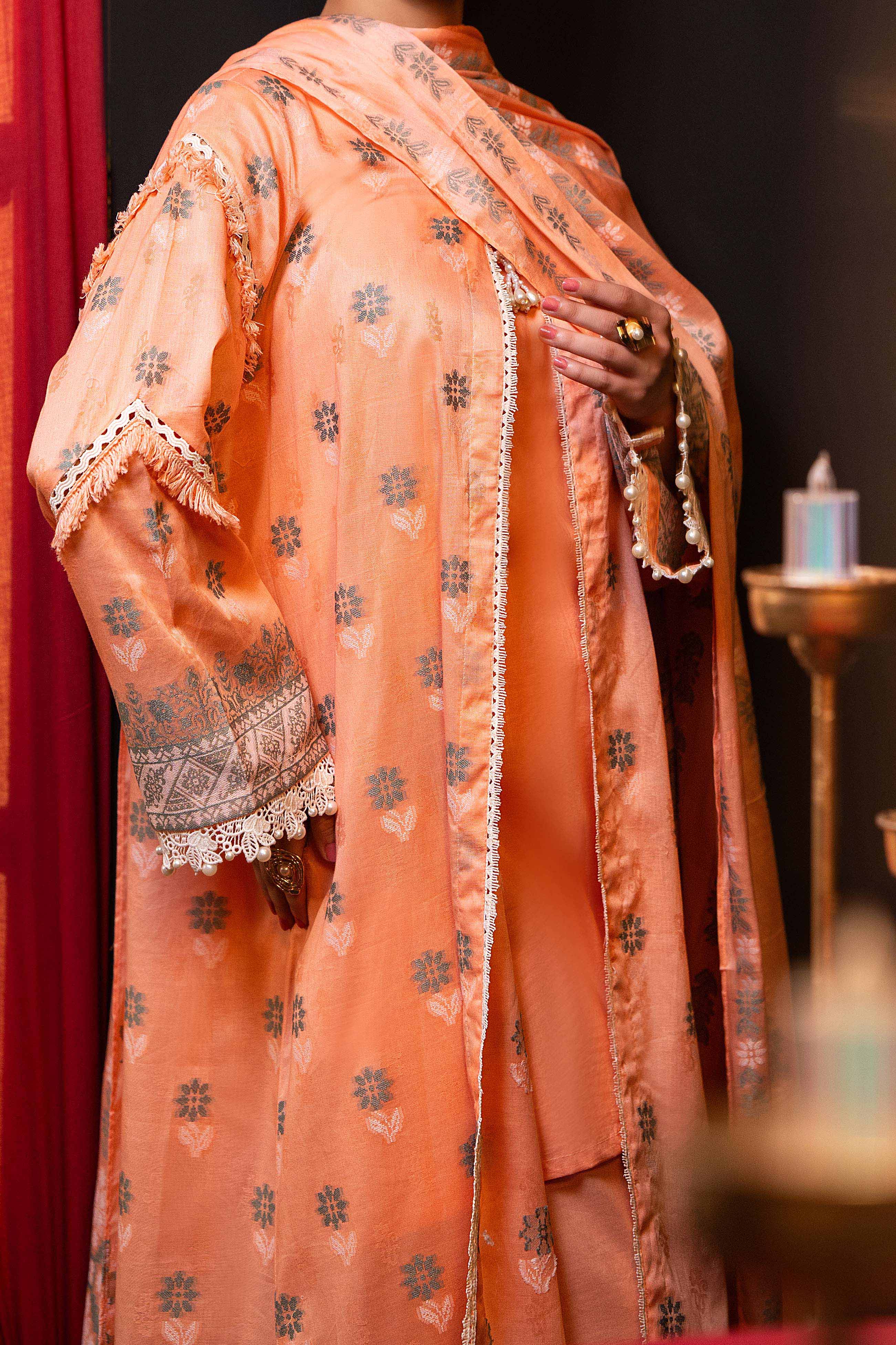 NUSJ3292 Jacquard Lawn Suit - Unstitched 3Pc