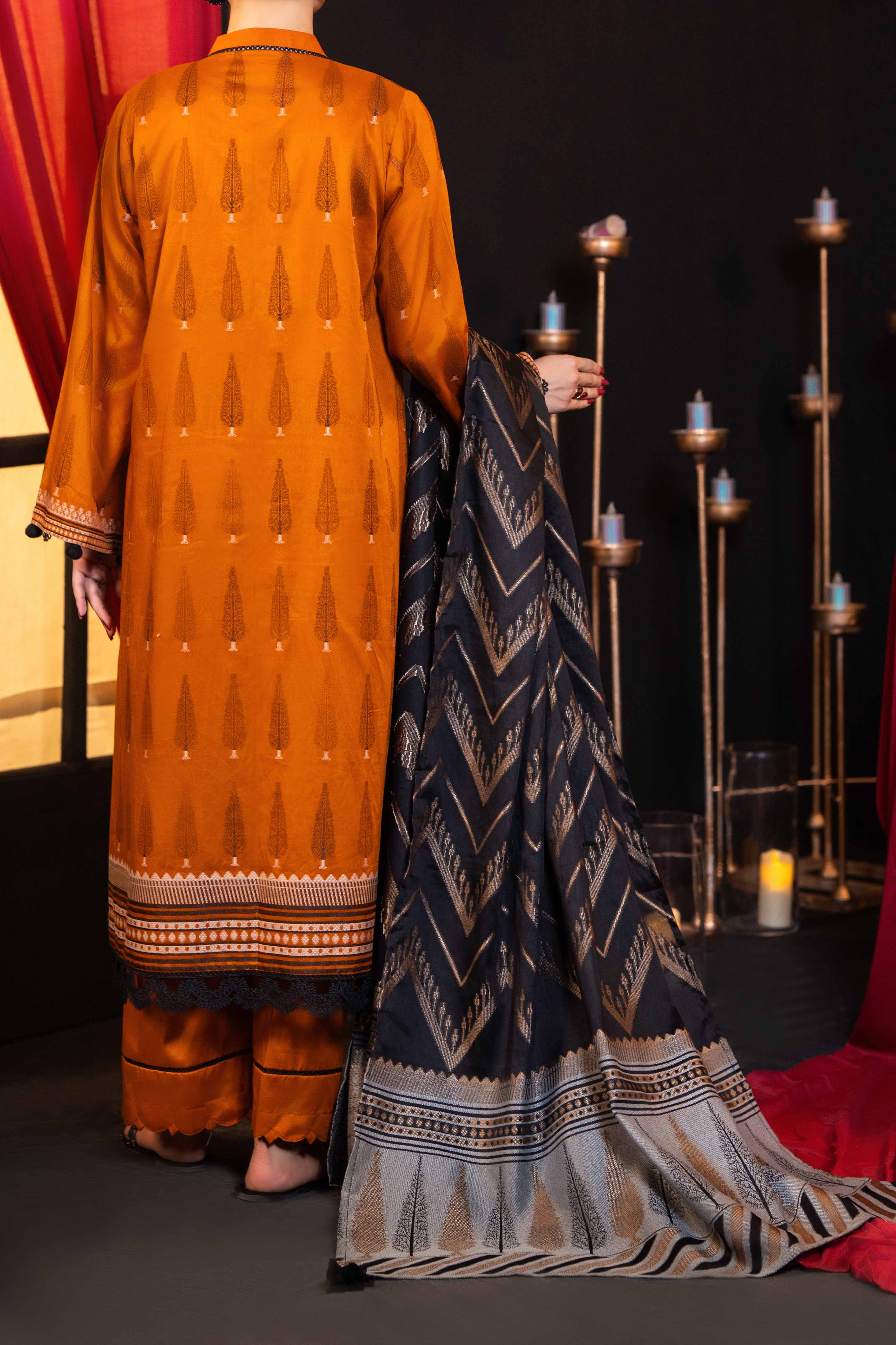 NUSJ3291 Jacquard Lawn Suit - Unstitched 3Pc