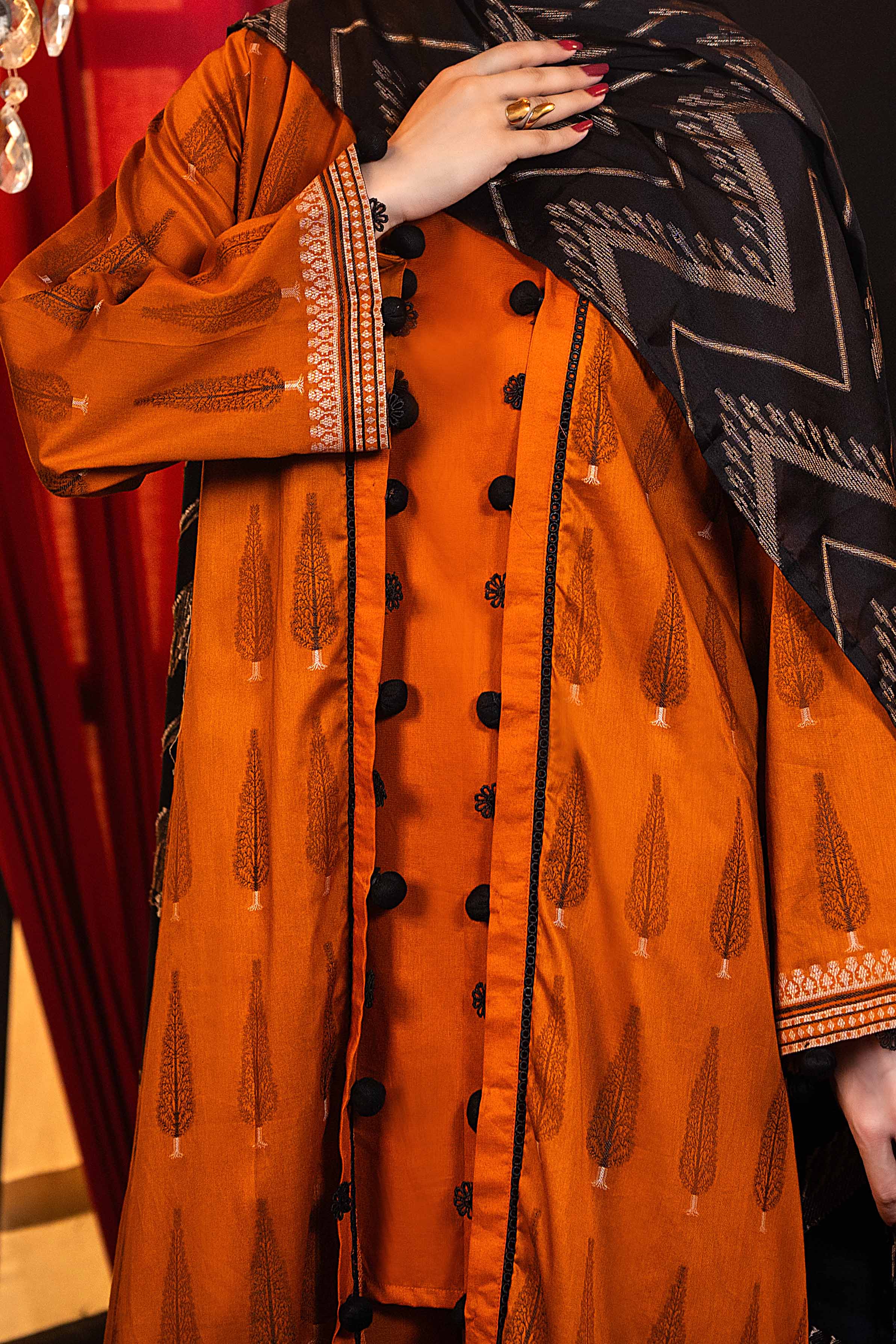 NUSJ3291 Jacquard Lawn Suit - Unstitched 3Pc