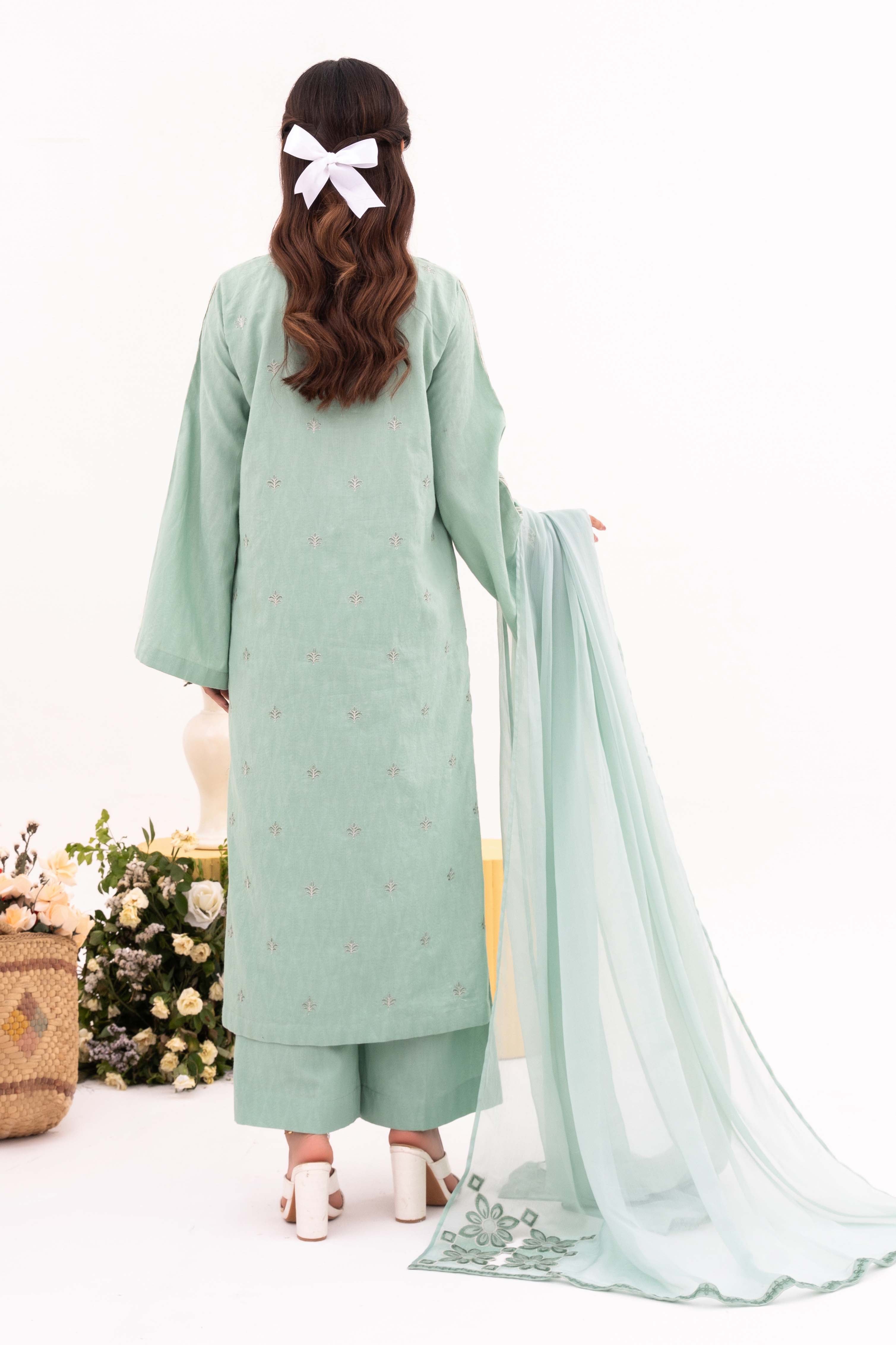 Dewy - NPSJ3148 Embroidered Cotton Jacquard Suit ( Stitched 3 Pc)