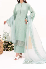 Dewy - NPSJ3148 Embroidered Cotton Jacquard Suit ( Stitched 3 Pc)