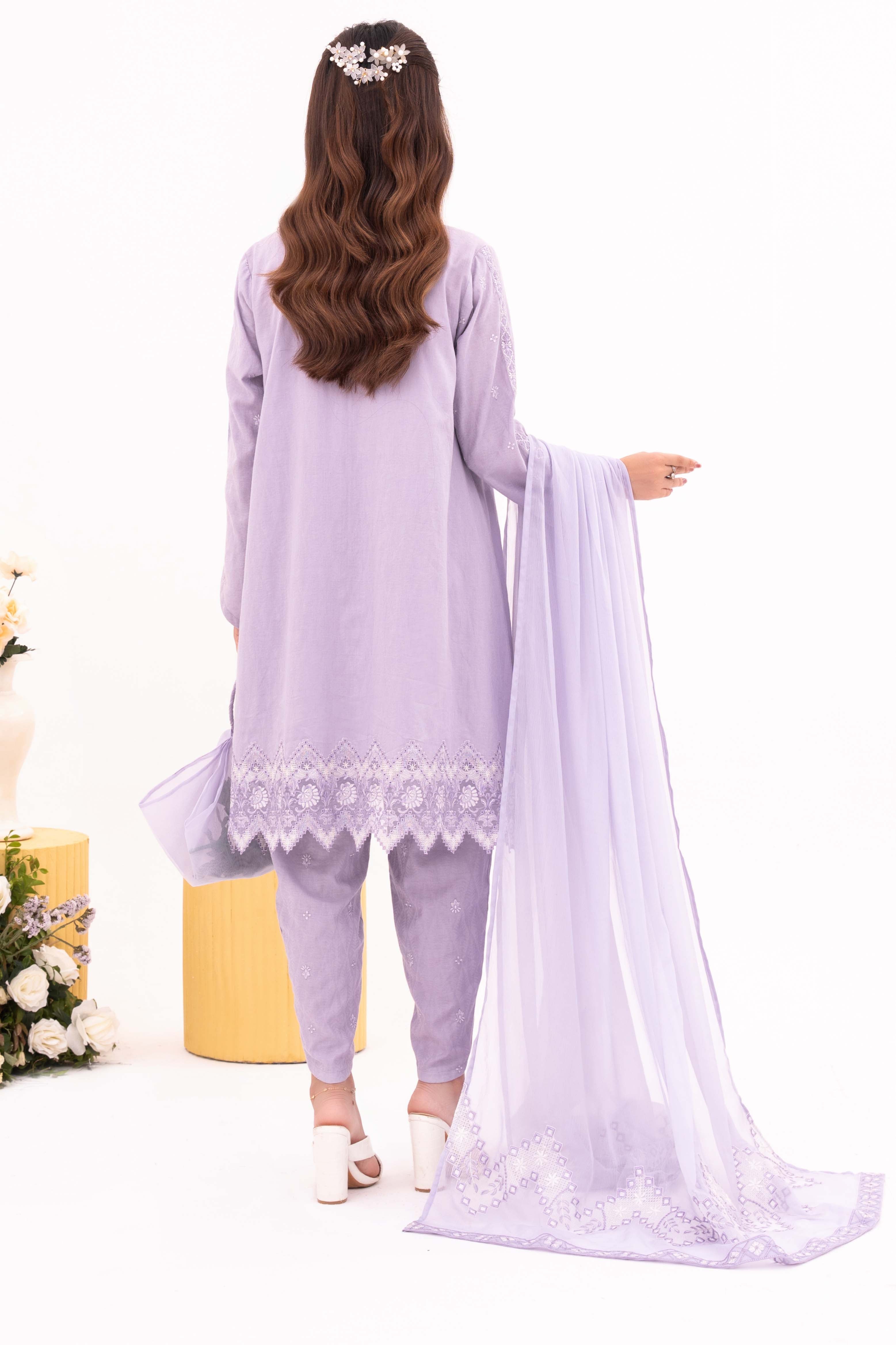 Haze - NPSJ3150 Embroidered Cotton Jacquard Suit ( Stitched 3 Pc)