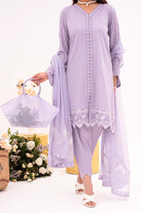 Haze - NPSJ3150 Embroidered Cotton Jacquard Suit ( Stitched 3 Pc)