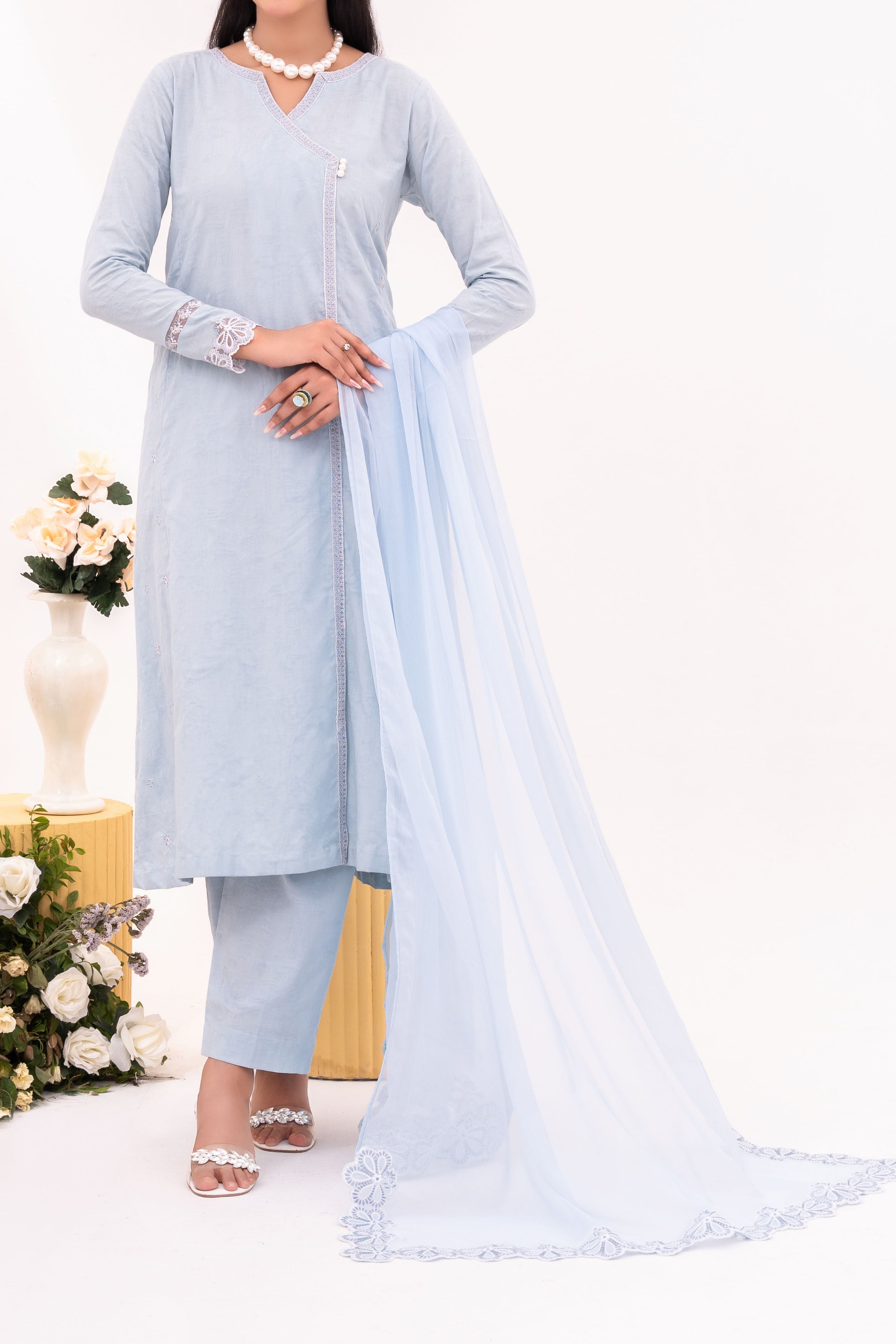 Halo - NPSJ3147 Embroidered Cotton Jacquard Suit ( Stitched 3 Pc)
