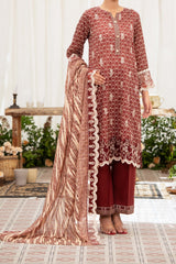 NUSE3315 Embroidered Lawn Suit - Unstitched 3Pc