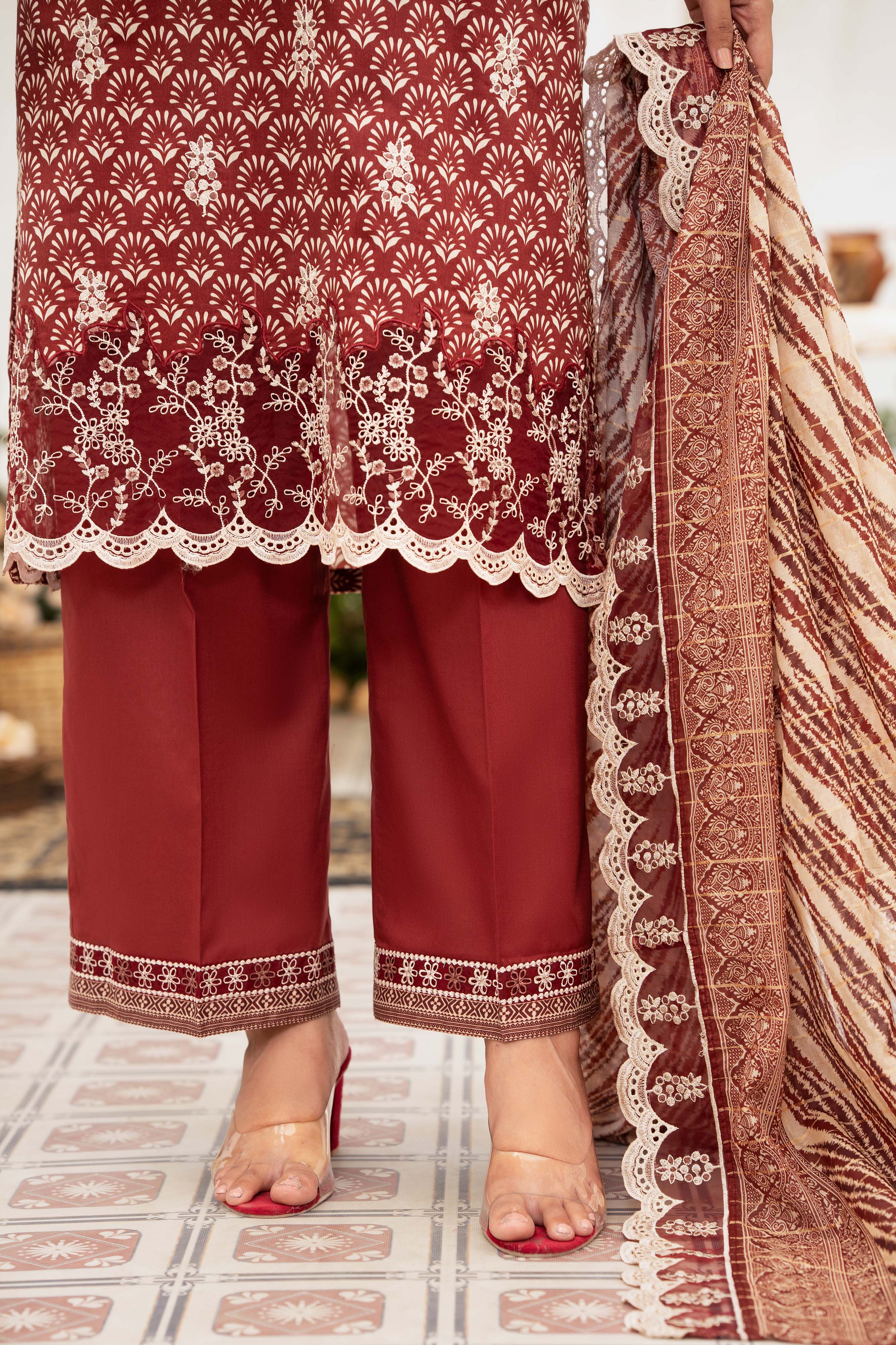 NUSE3315 Embroidered Lawn Suit - Unstitched 3Pc