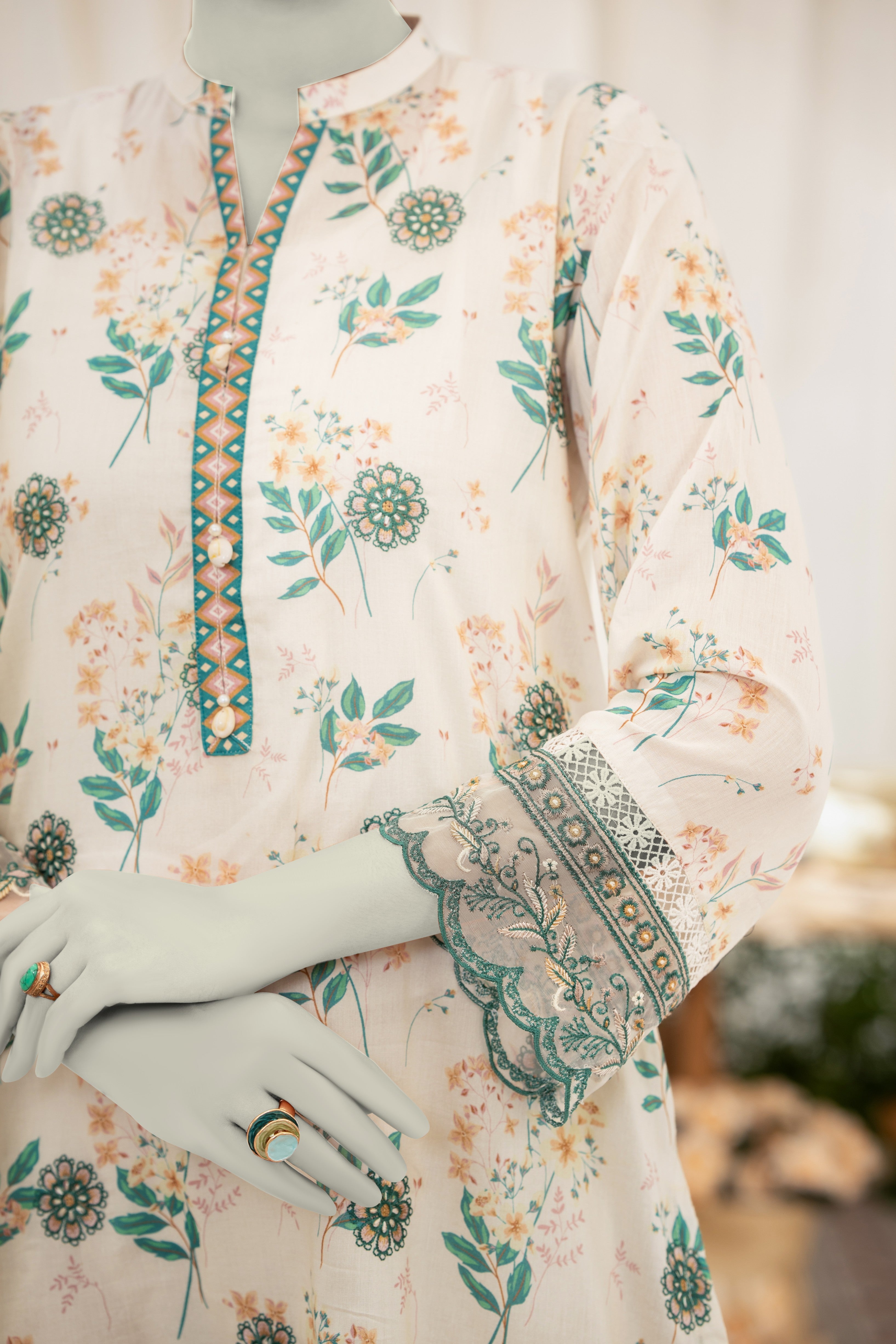 NUSE3311 Embroidered Lawn Suit - Unstitched 3Pc
