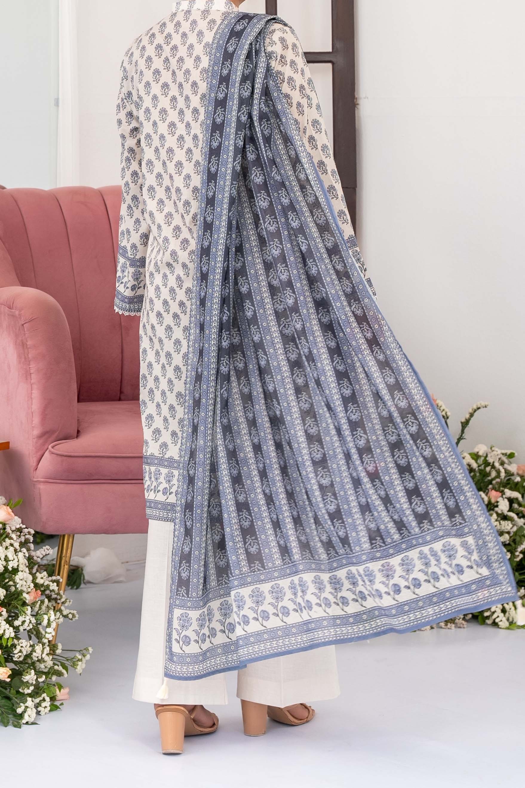 NUSL3344 Printed Lawn Suit - Unstitched 3Pc