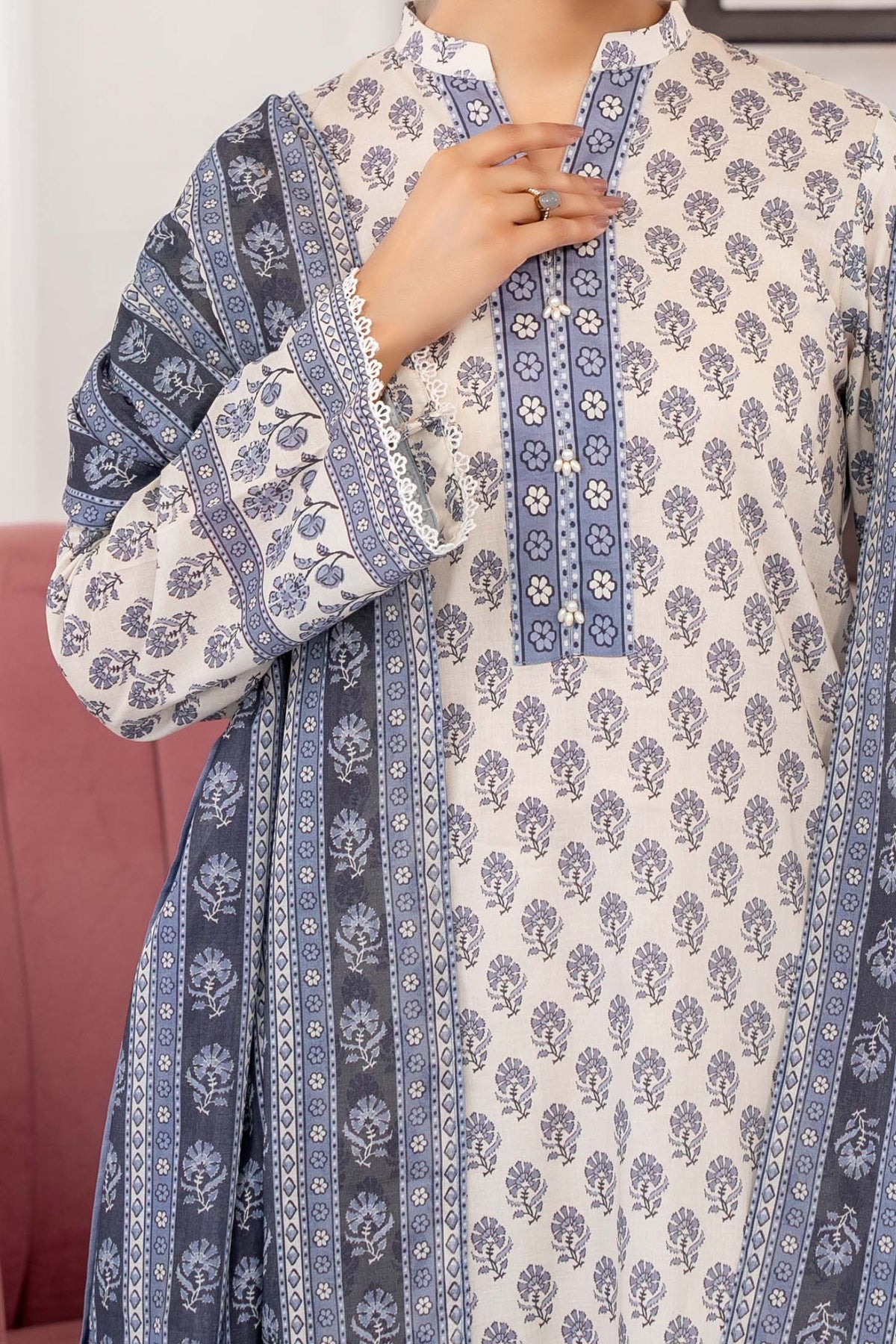 NUSL3344 Printed Lawn Suit - Unstitched 3Pc