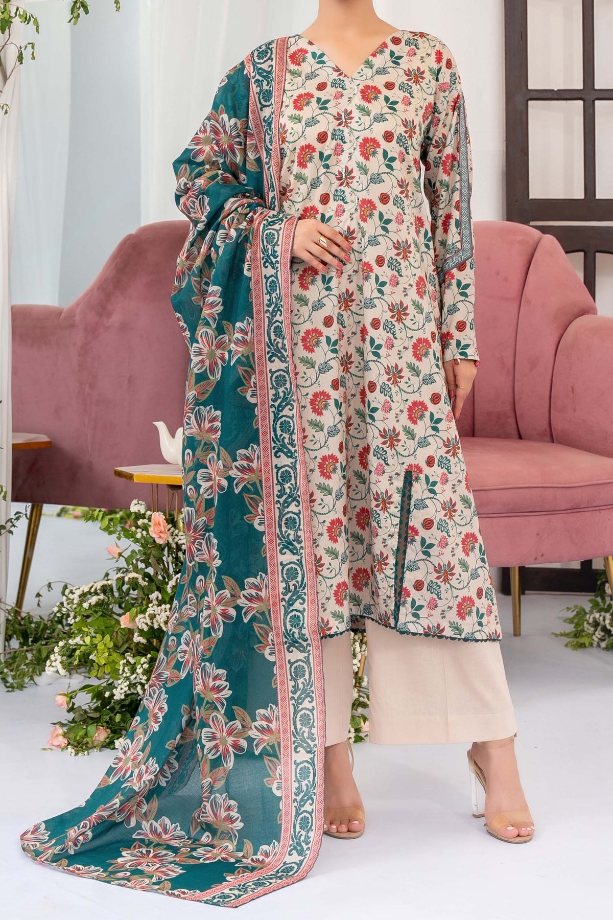 NUSL3331 Printed Lawn Suit - Unstitched 3Pc