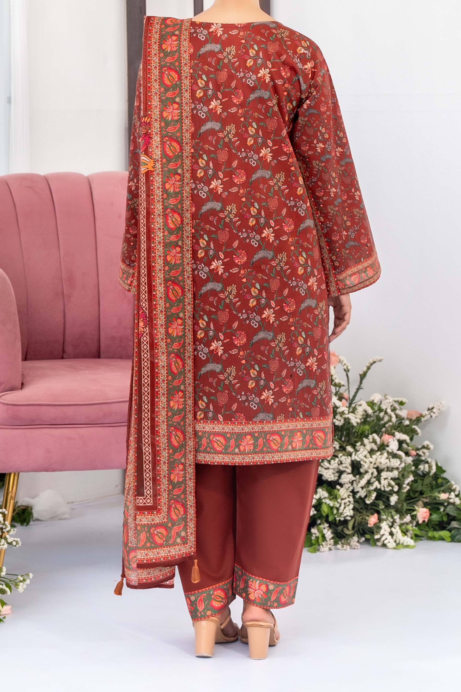 NUSL3335 Printed Lawn Suit - Unstitched 3Pc