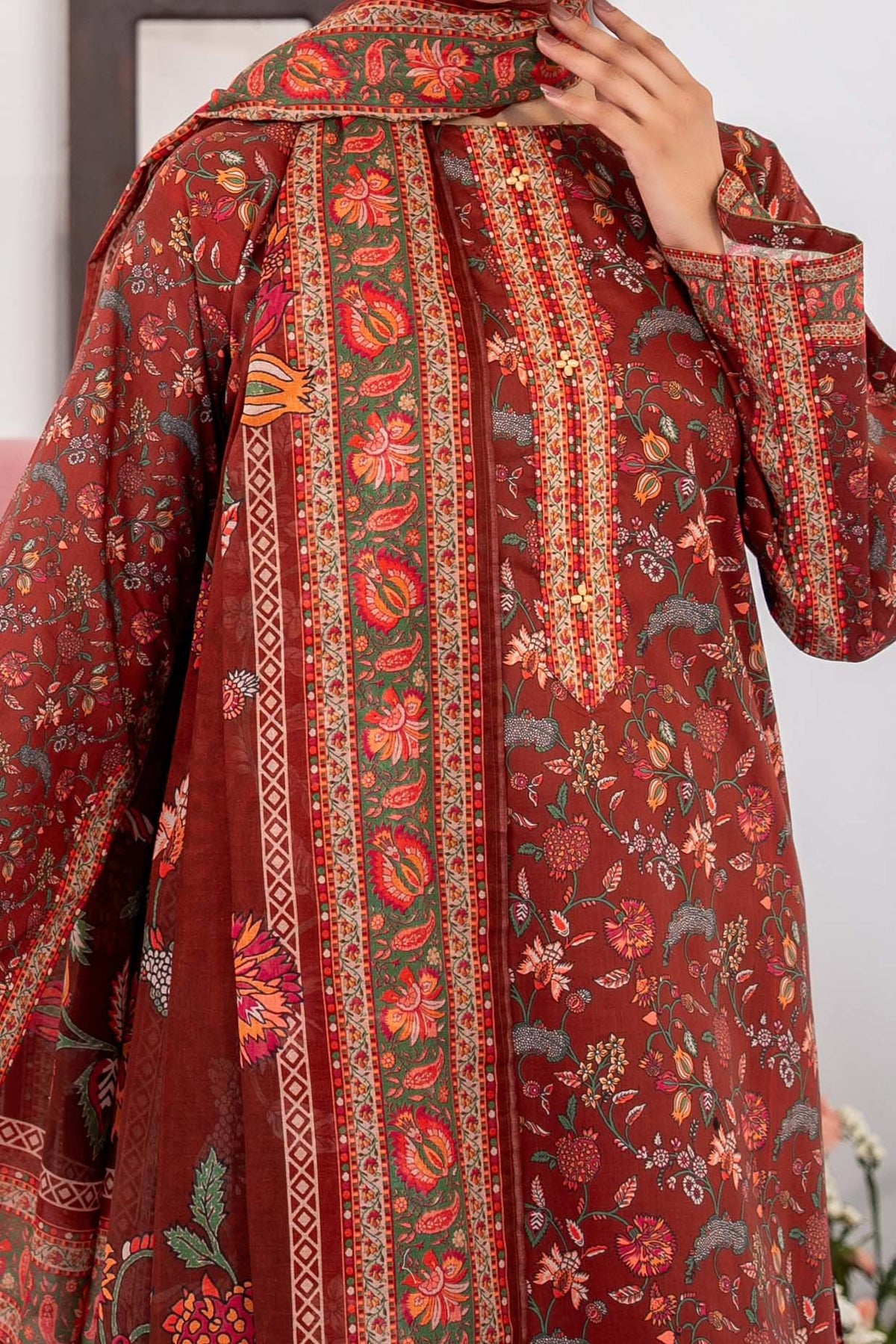 NUSL3335 Printed Lawn Suit - Unstitched 3Pc