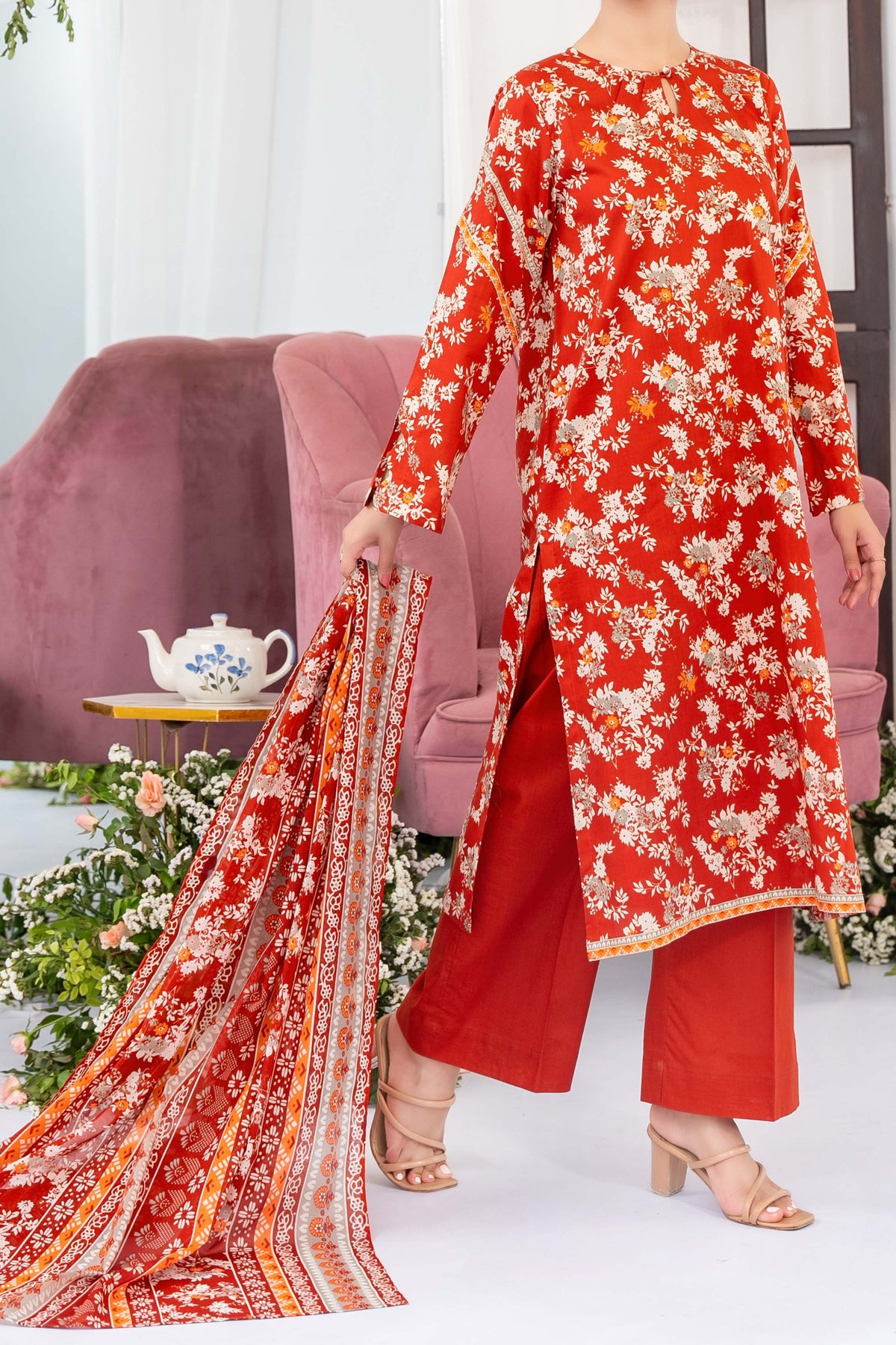 NUSL3322 Printed Lawn Suit - Unstitched 3Pc