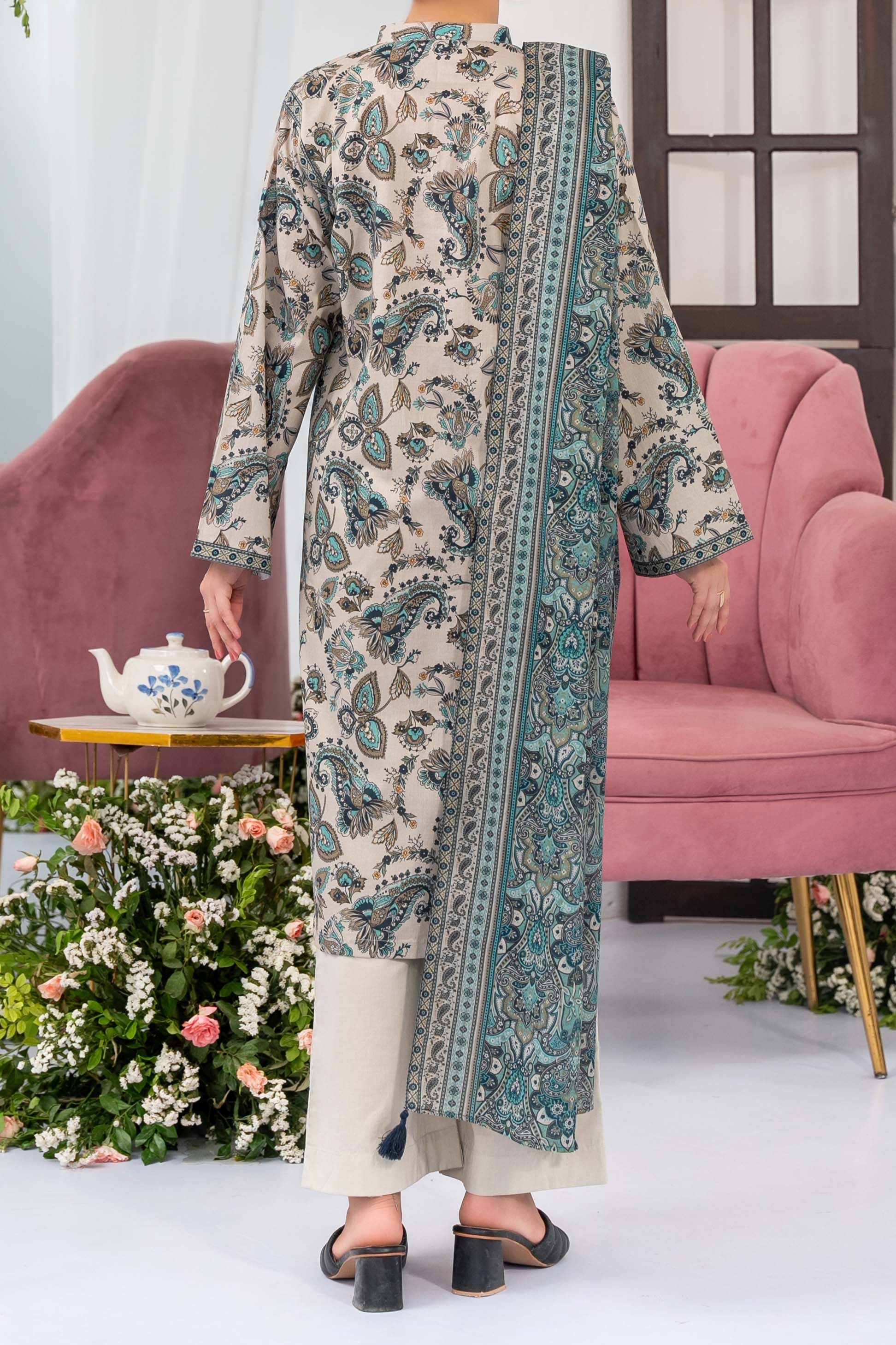 NUSL3341 Printed Lawn Suit - Unstitched 3Pc