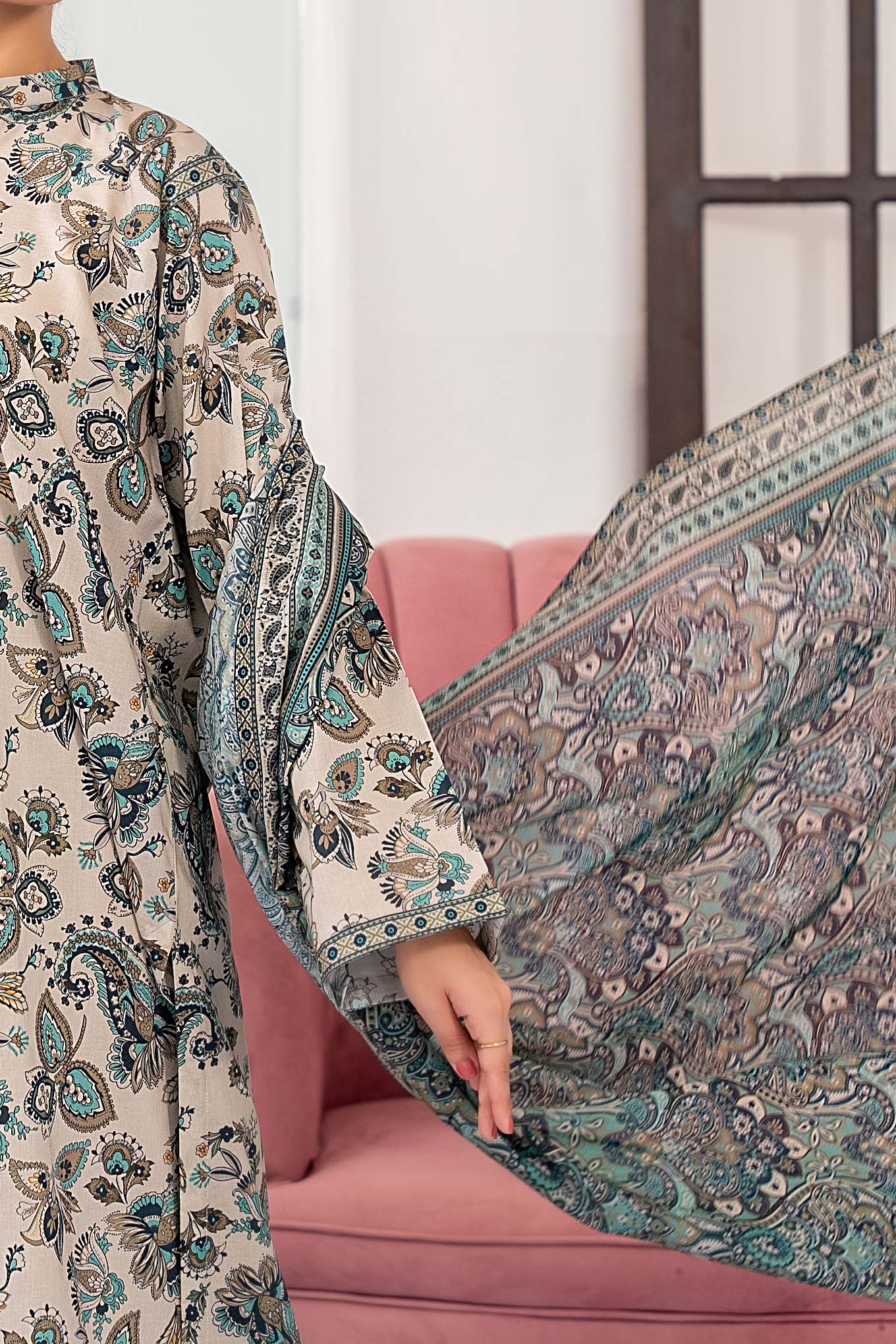 NPSL3134 Printed Lawn Suit - Stitched 3 PC