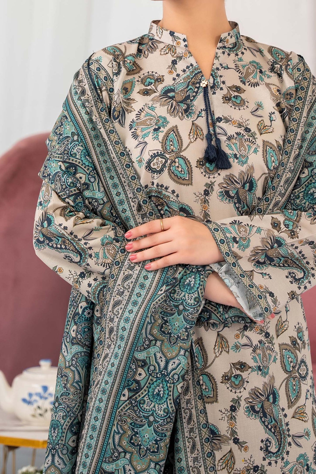 NUSL3341 Printed Lawn Suit - Unstitched 3Pc
