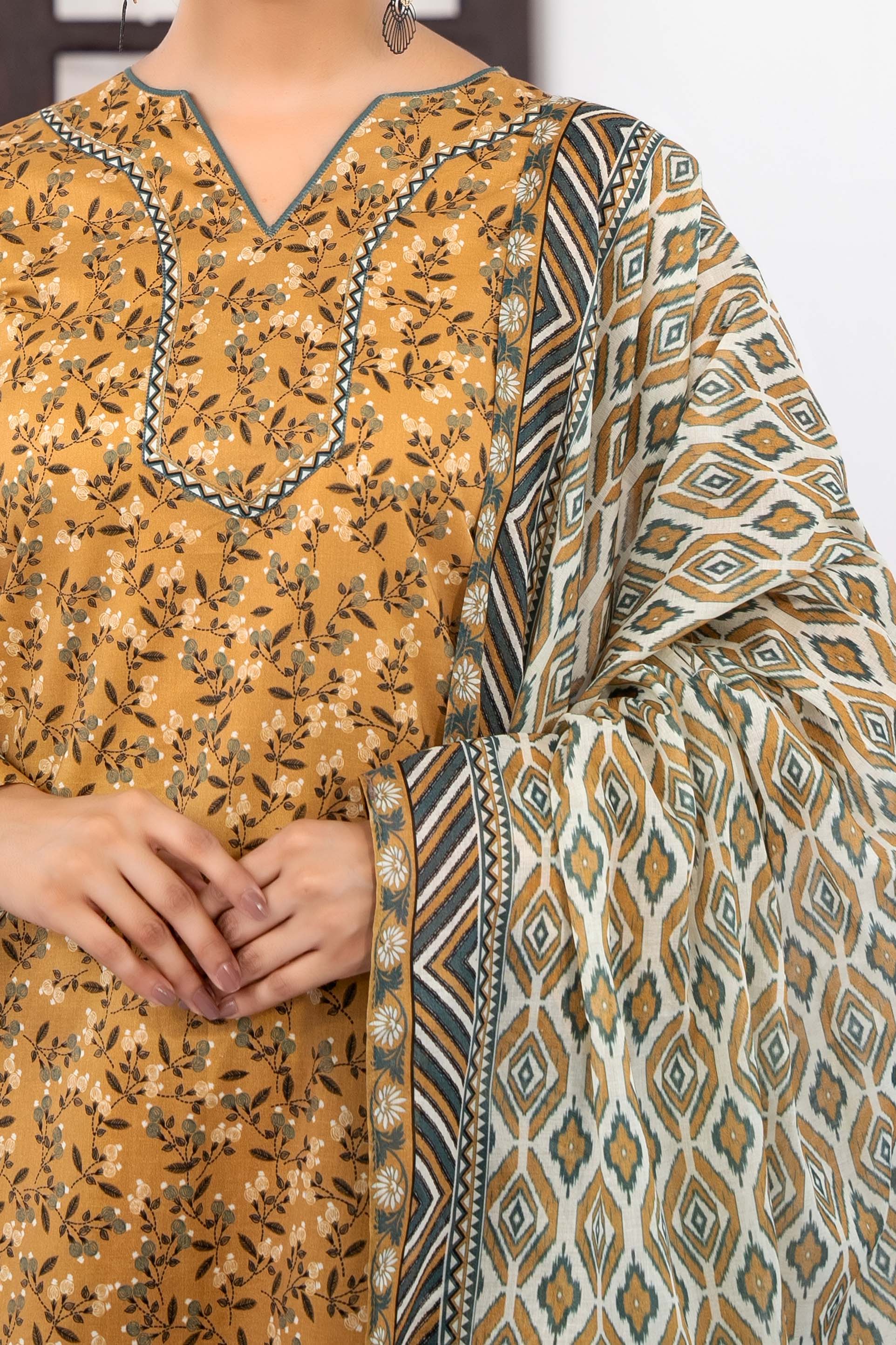 NUSL3336 Printed Lawn Suit - Unstitched 3Pc
