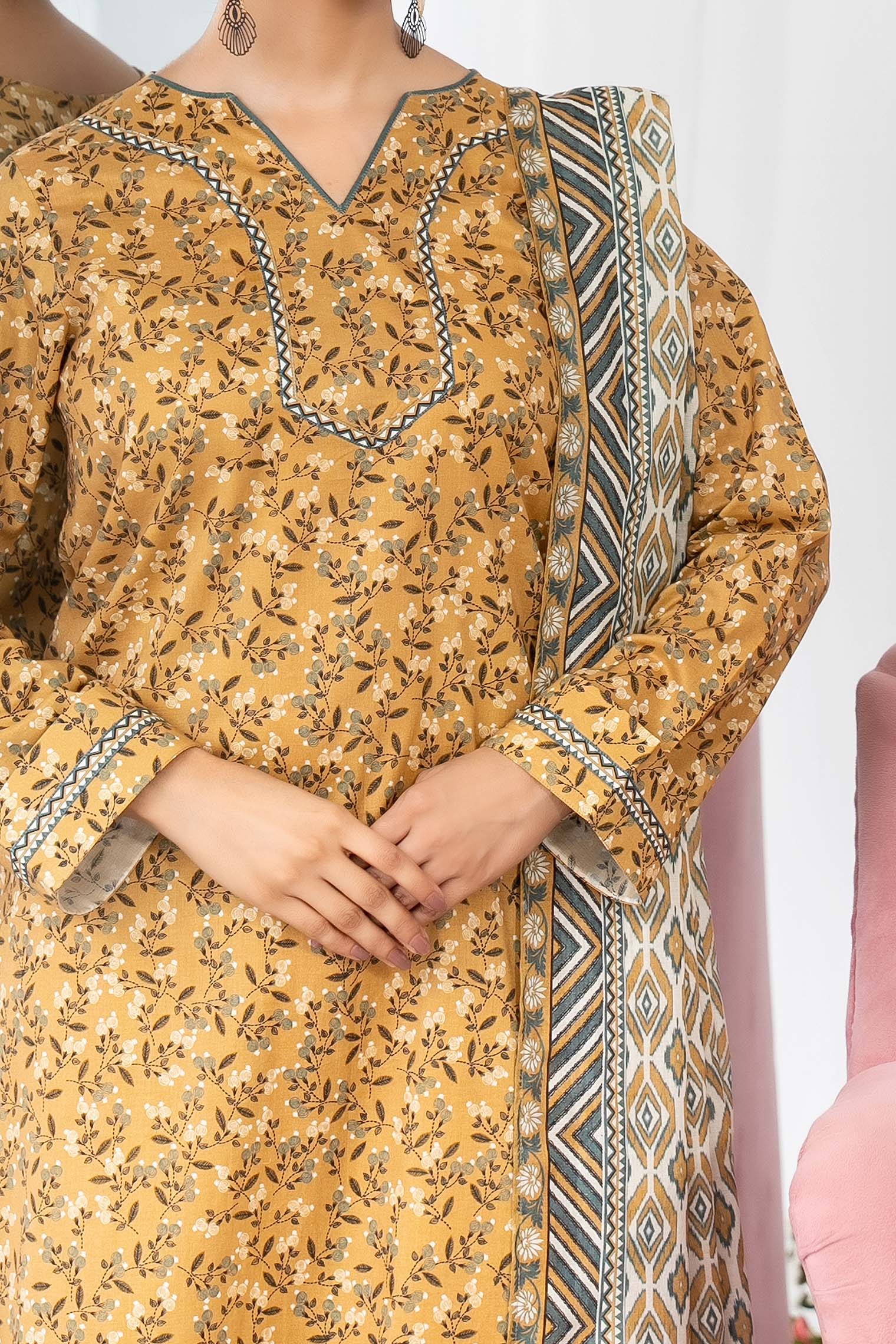 NUSL3336 Printed Lawn Suit - Unstitched 3Pc