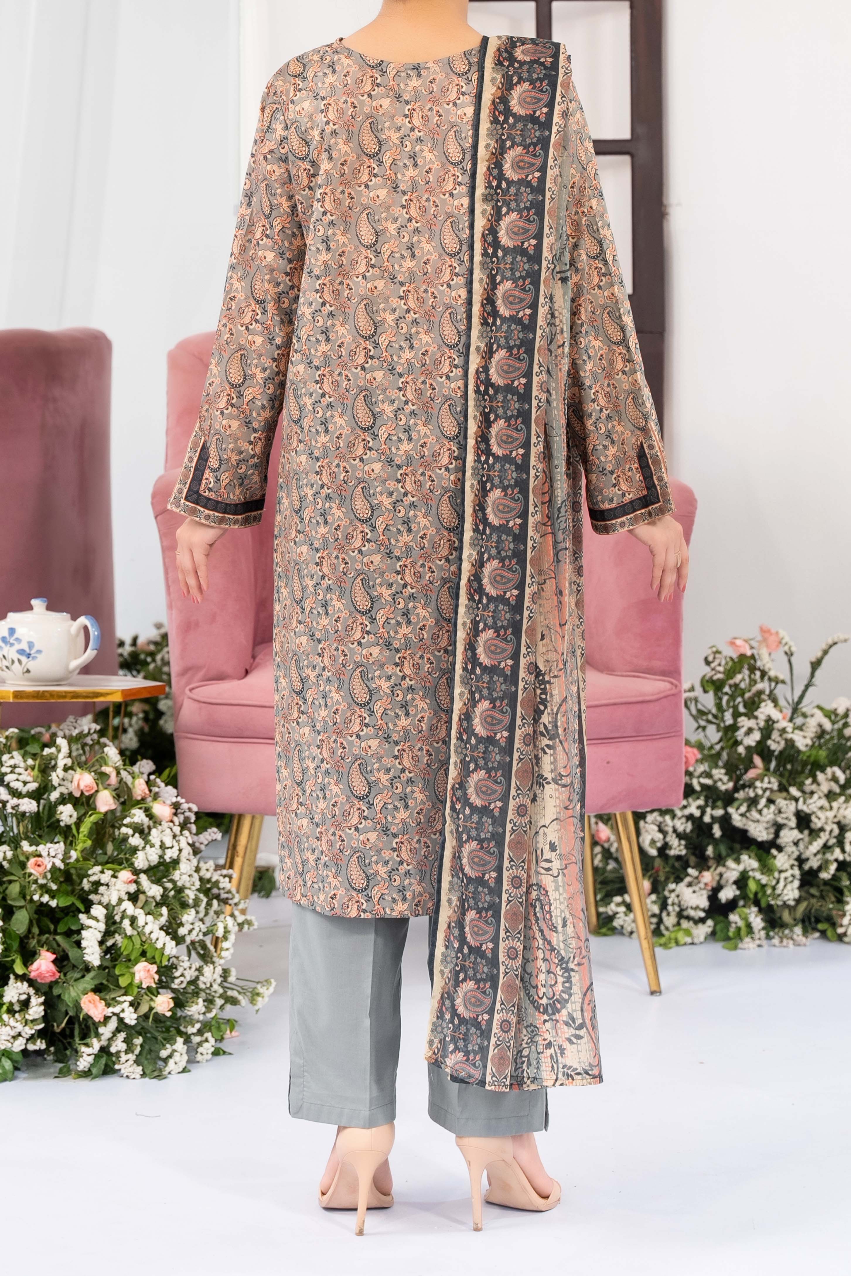 NUSL3305 Printed Lawn Suit - Unstitched 3Pc