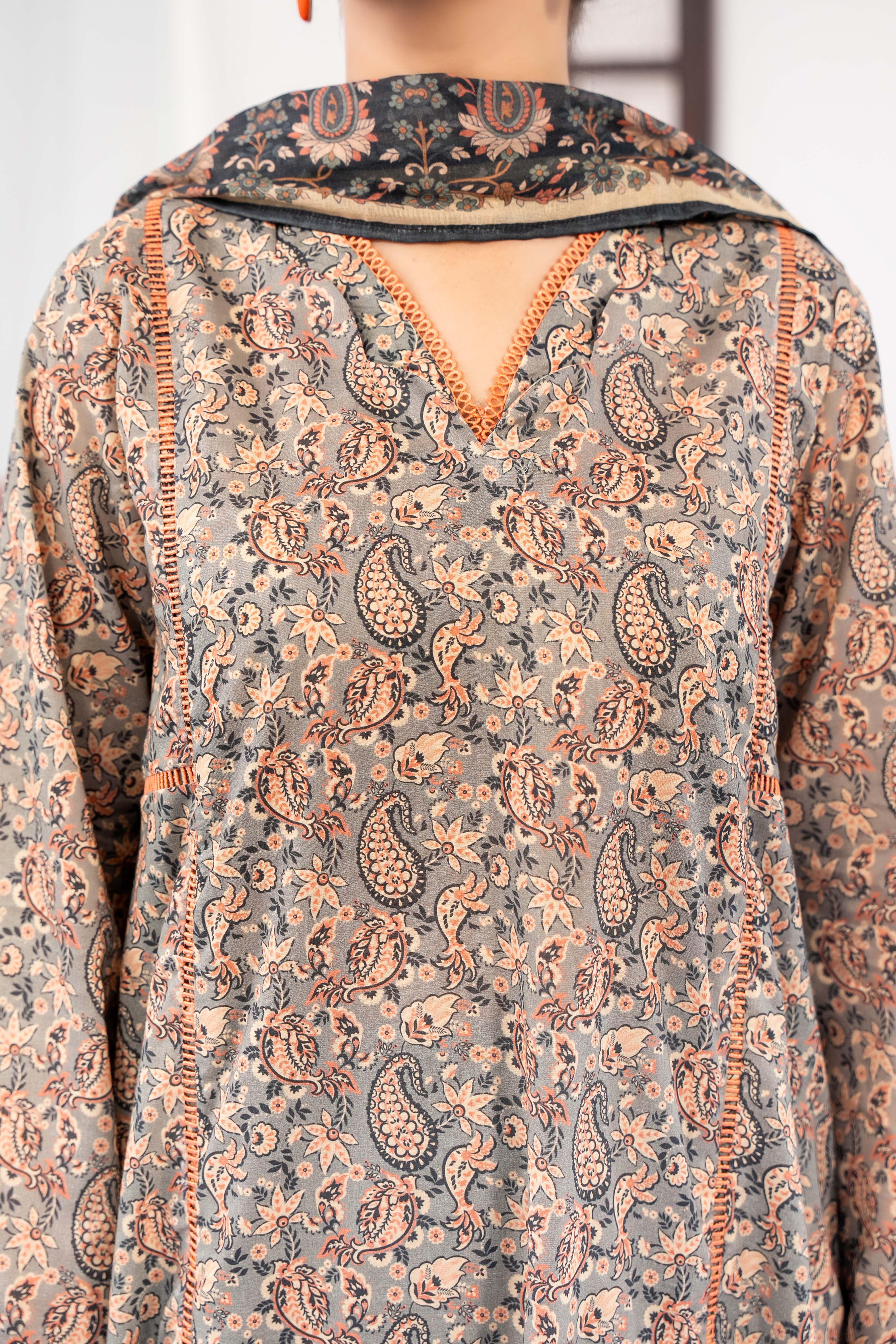 NUSL3305 Printed Lawn Suit - Unstitched 3Pc