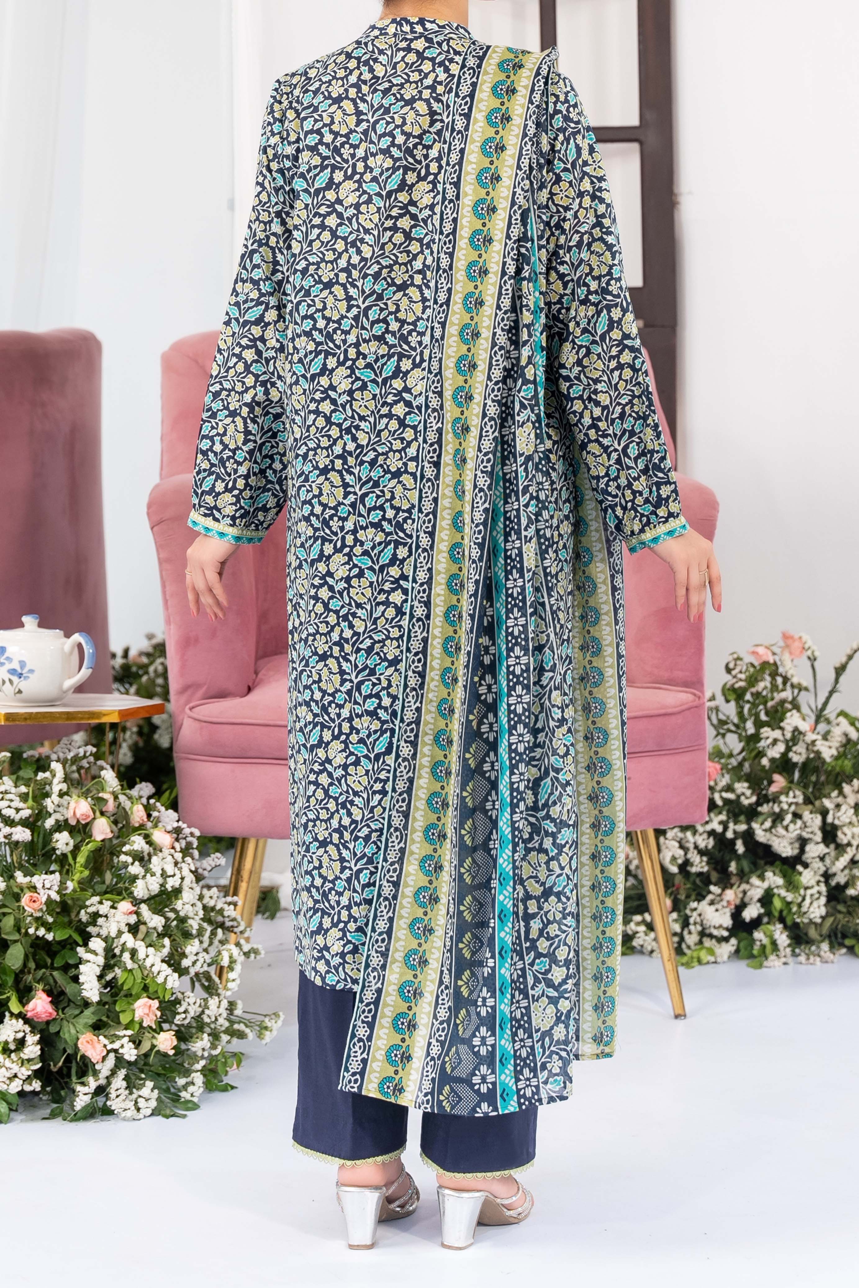 NUSL3338 Printed Lawn Suit - Unstitched 3Pc