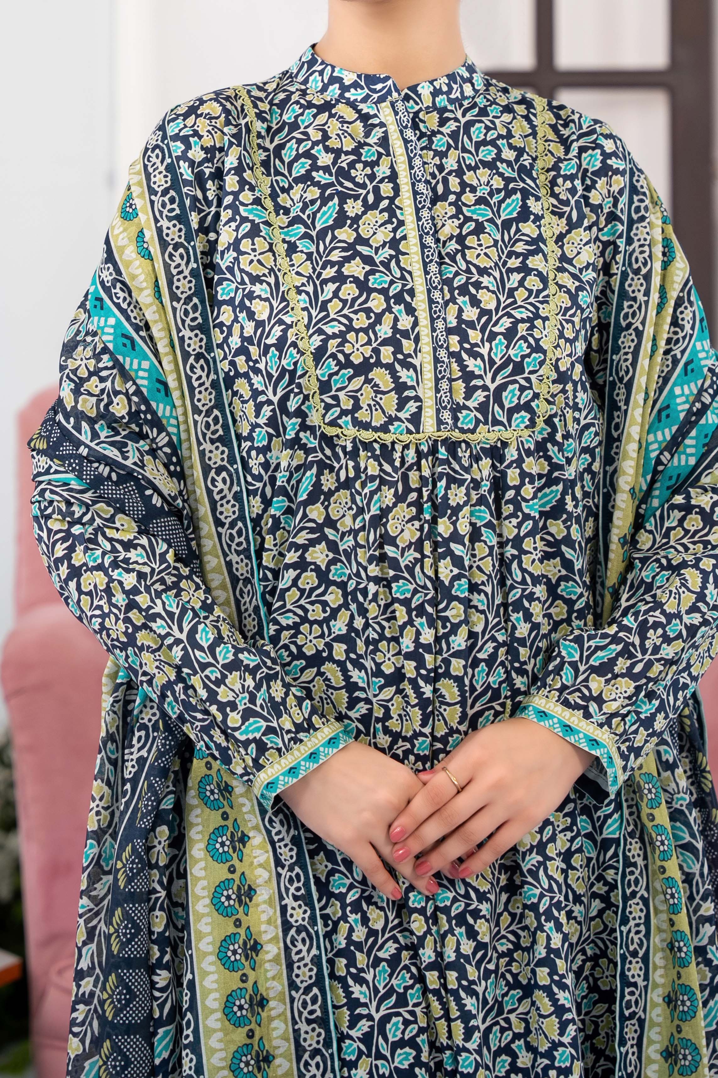 NUSL3338 Printed Lawn Suit - Unstitched 3Pc