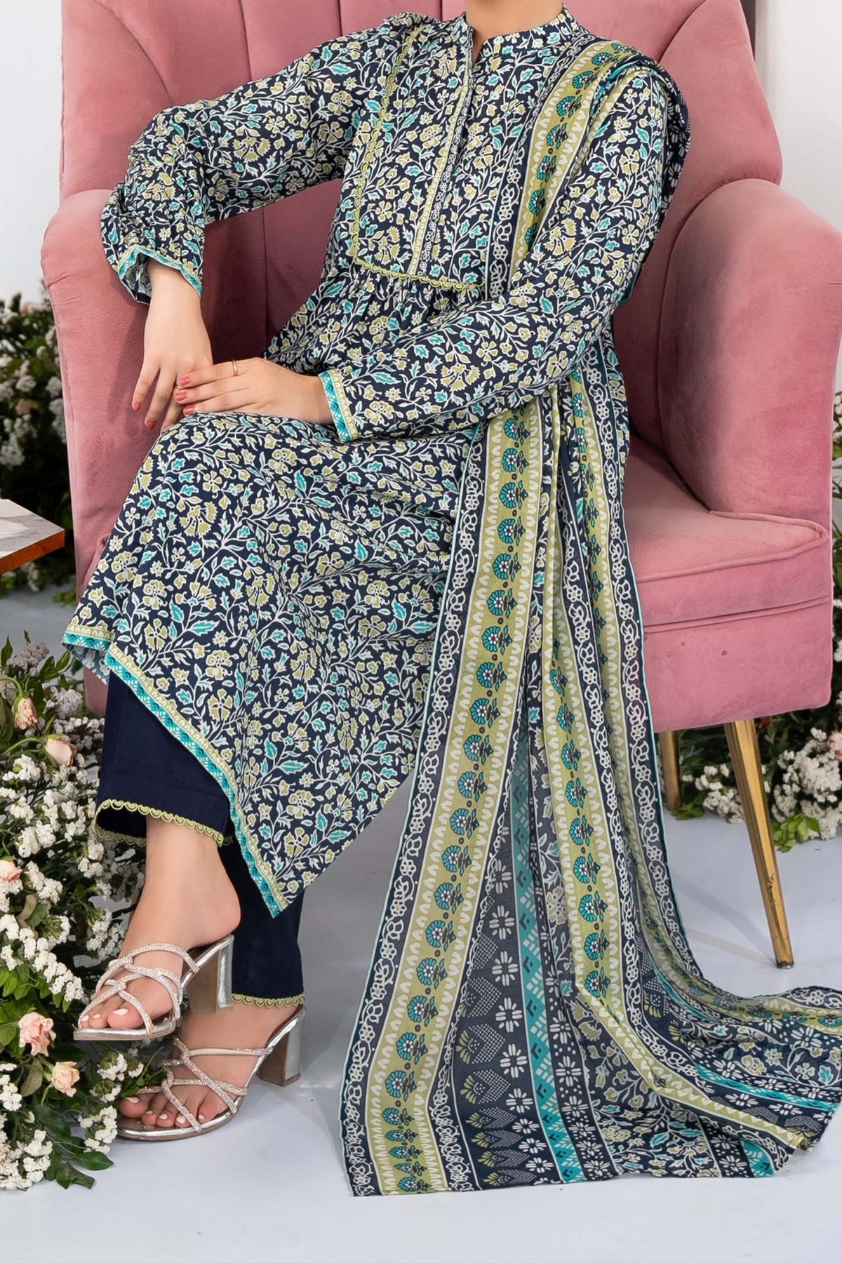 NUSL3338 Printed Lawn Suit - Unstitched 3Pc