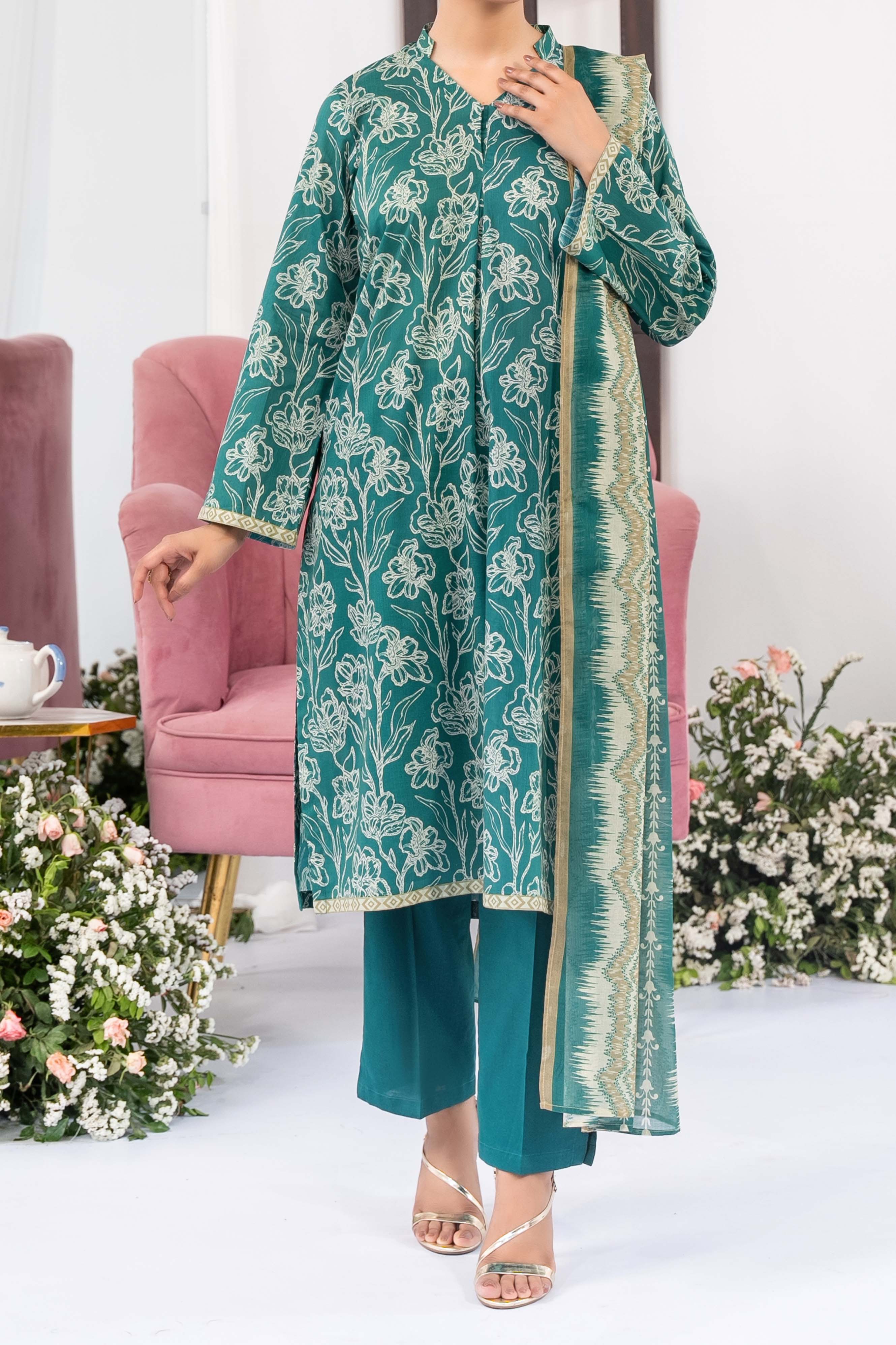 NUSL3321 Printed Lawn Suit - Unstitched 3Pc