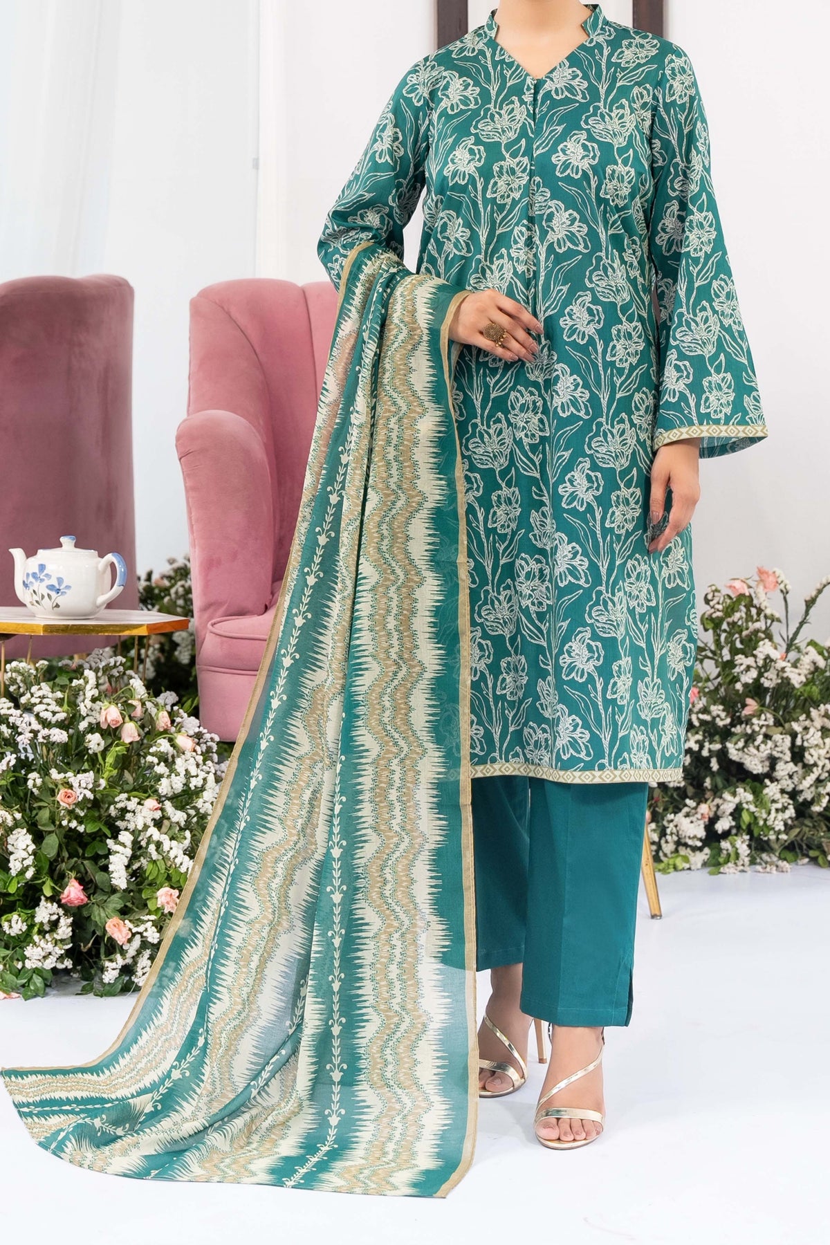 NUSL3321 Printed Lawn Suit - Unstitched 3Pc