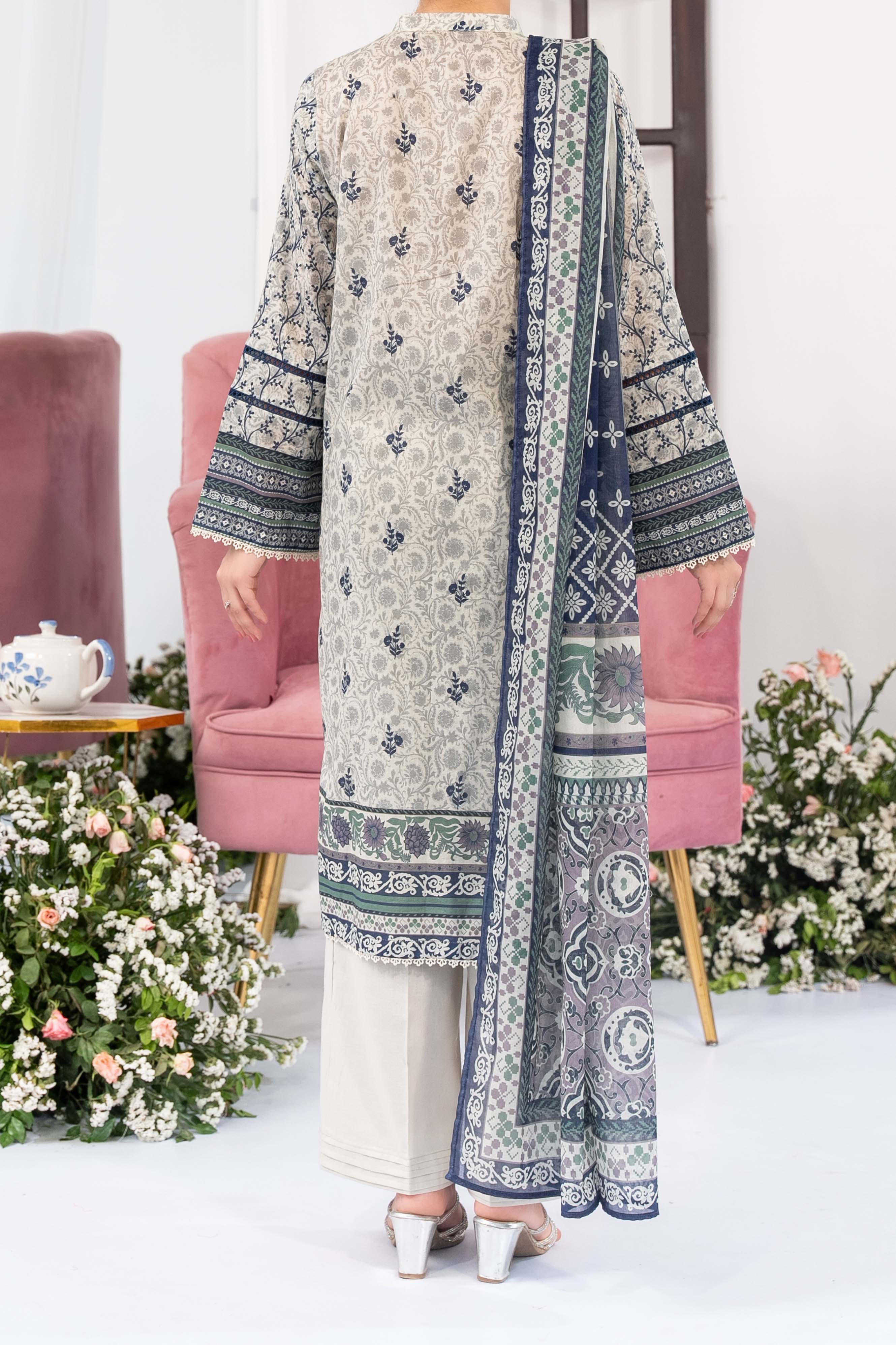 NUSL3302 Printed Lawn Suit - Unstitched 3Pc