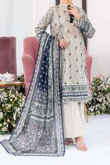 NUSL3302 Printed Lawn Suit - Unstitched 3Pc