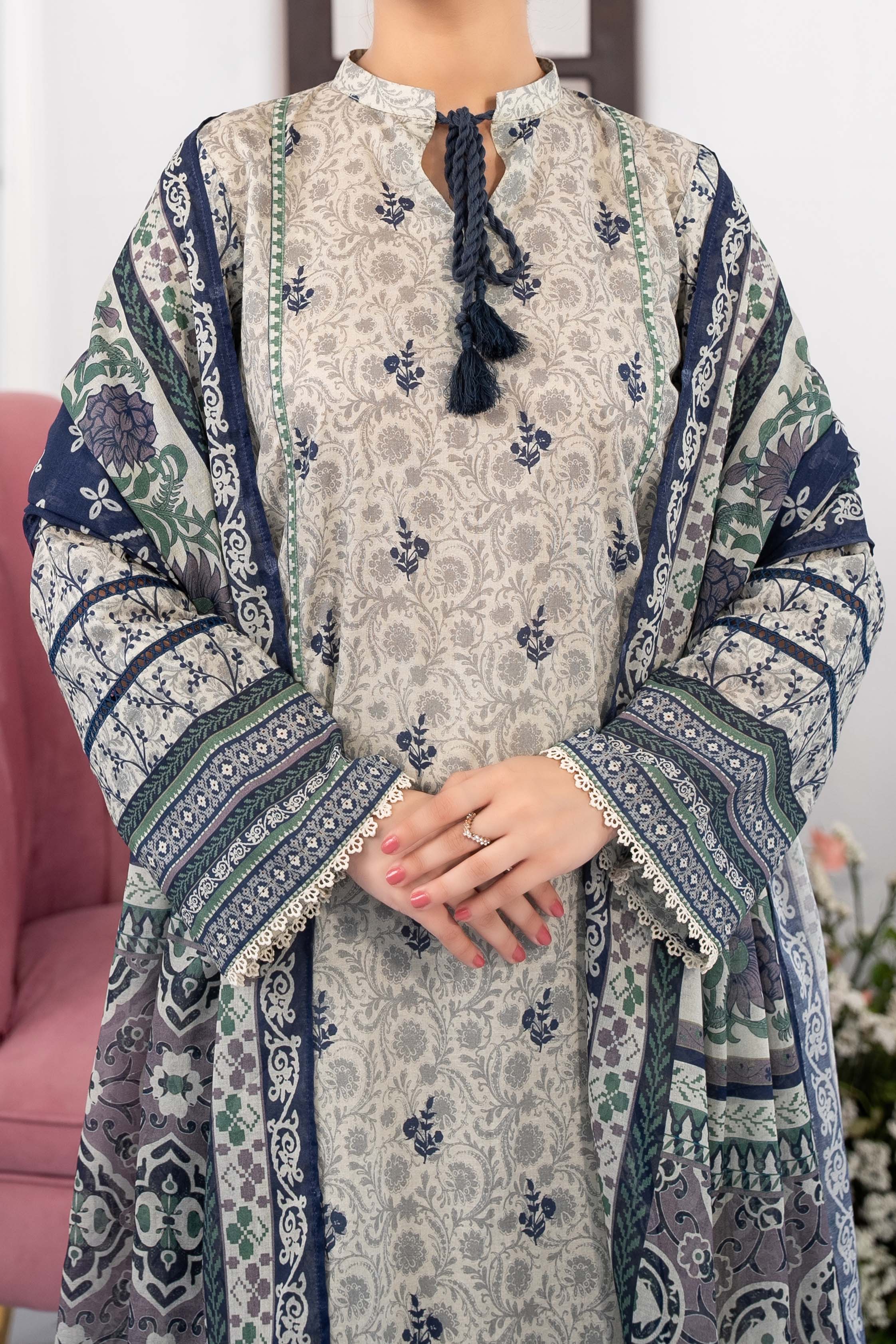 NUSL3302 Printed Lawn Suit - Unstitched 3Pc