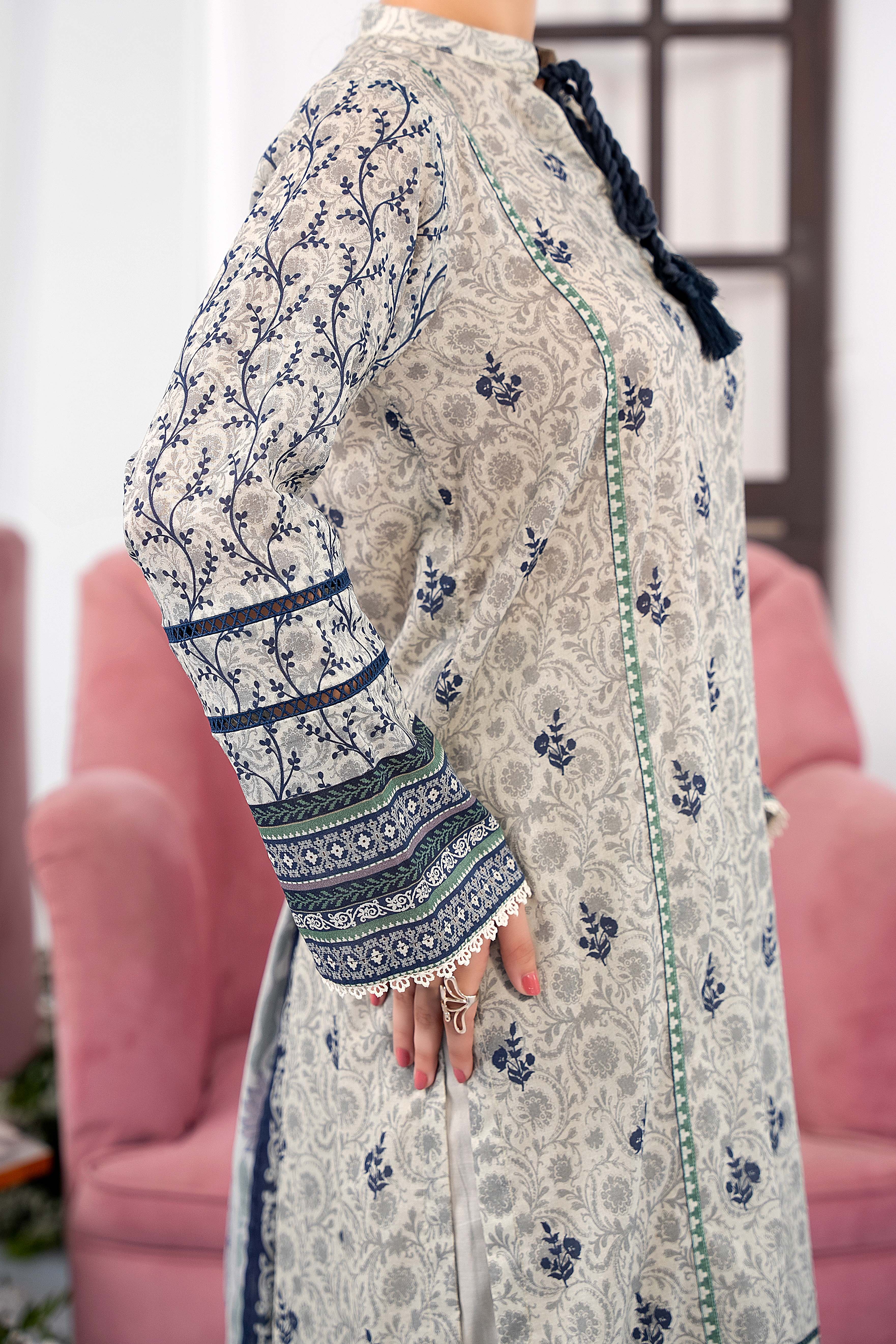 NUSL3302 Printed Lawn Suit - Unstitched 3Pc