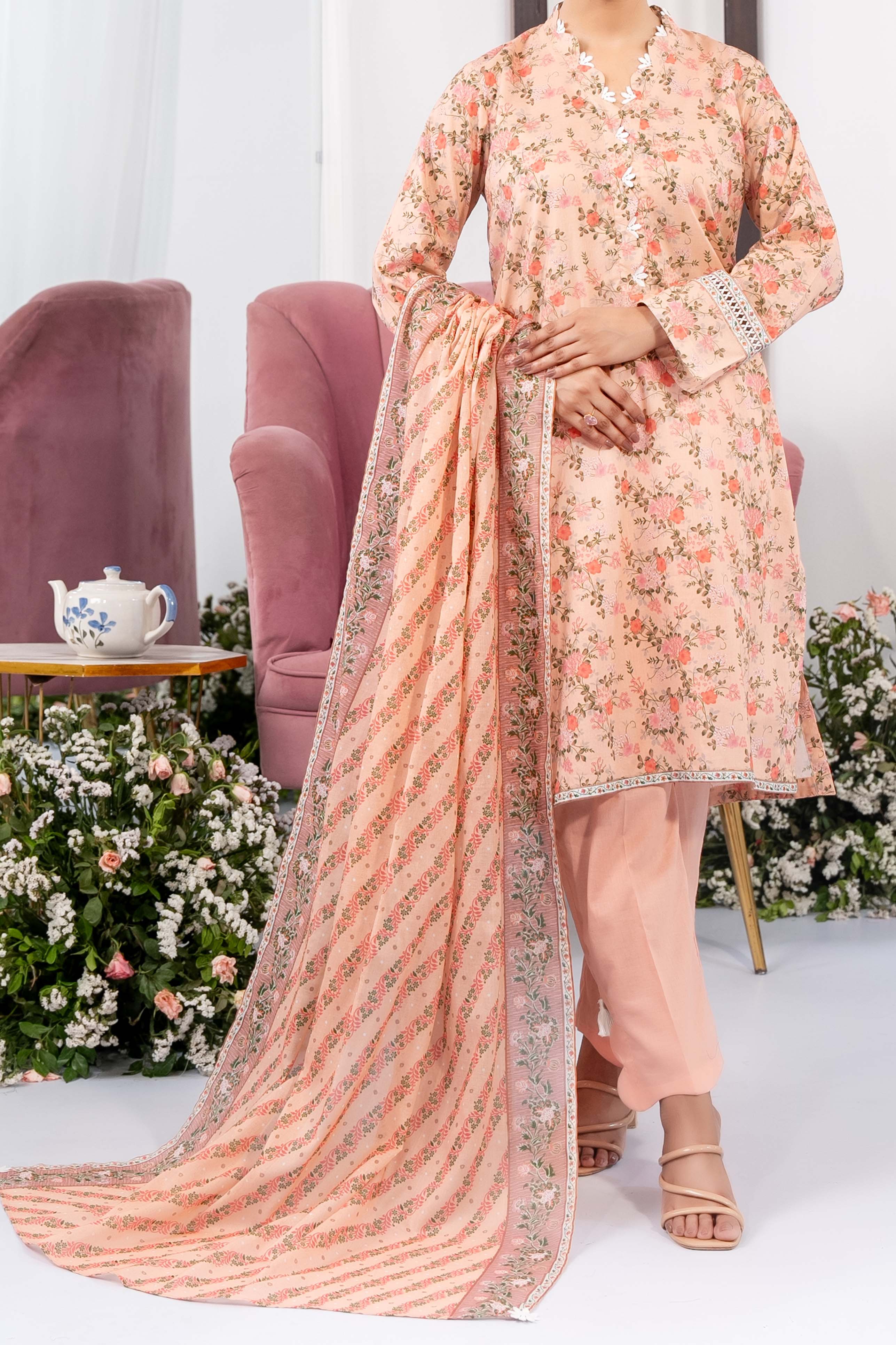 NUSL3337 Printed Lawn Suit - Unstitched 3Pc
