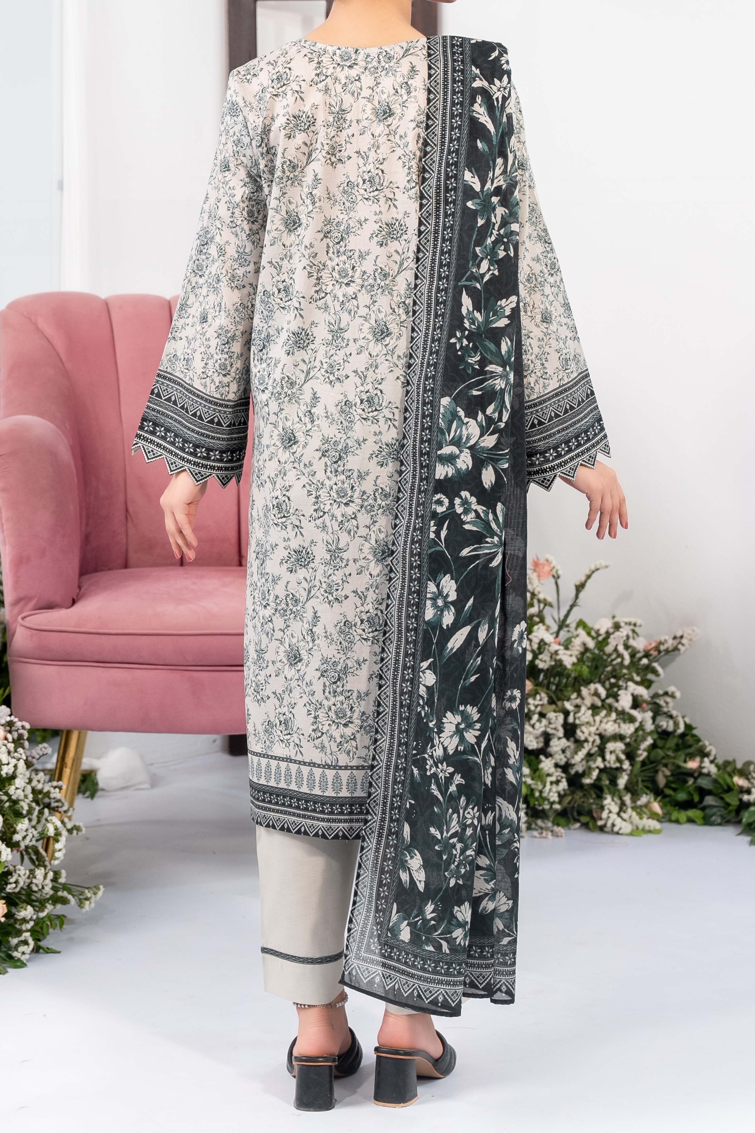 NUSL3342 Printed Lawn Suit - Unstitched 3Pc