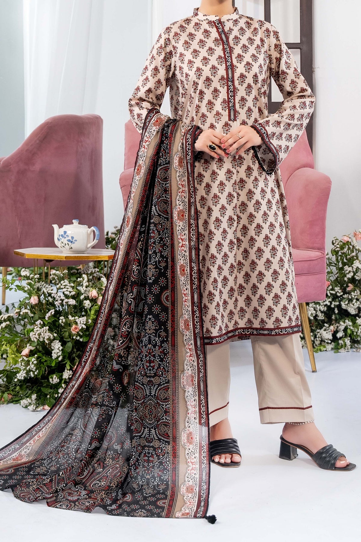 NUSL3303 Printed Lawn Suit - Unstitched 3Pc