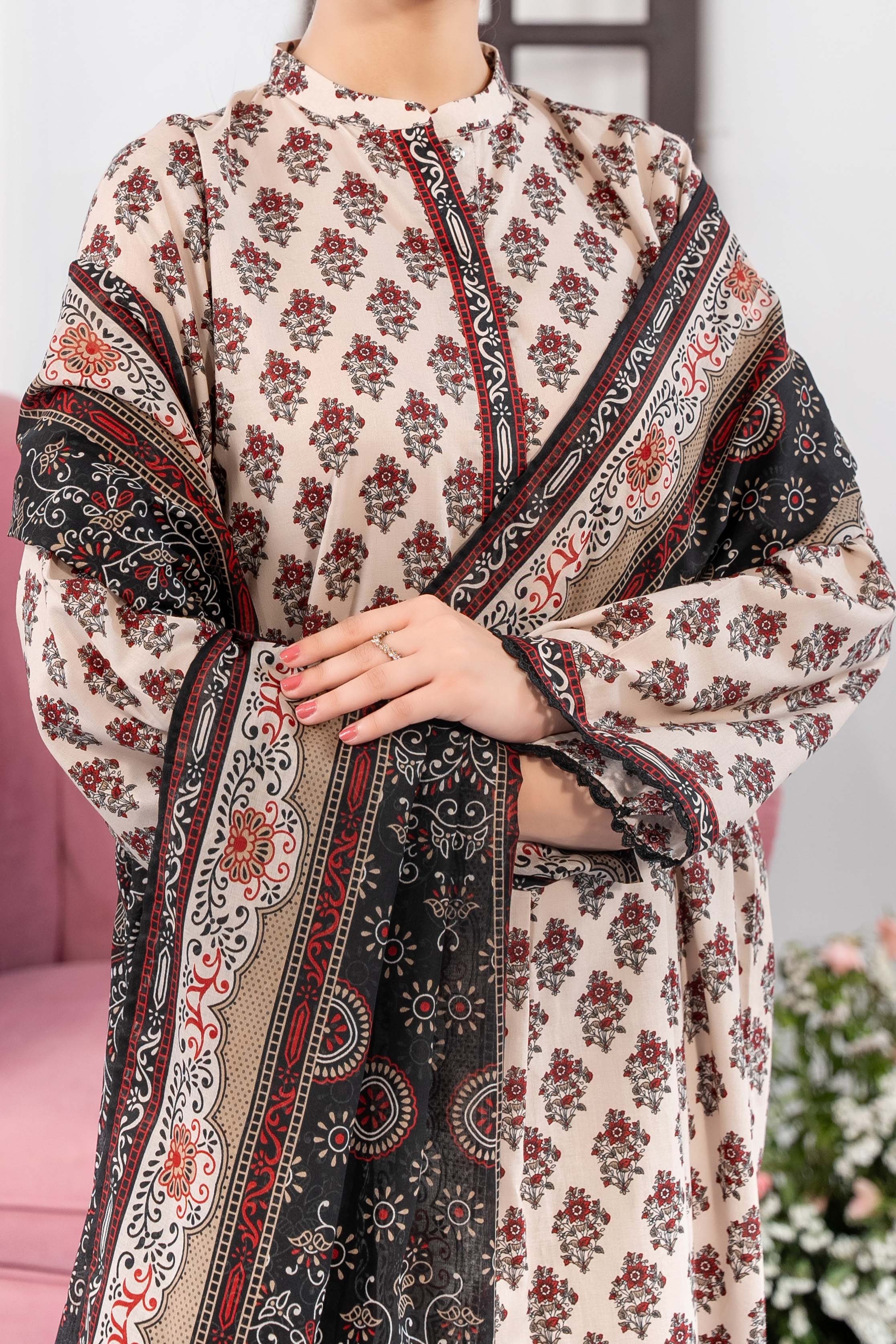 NUSL3303 Printed Lawn Suit - Unstitched 3Pc