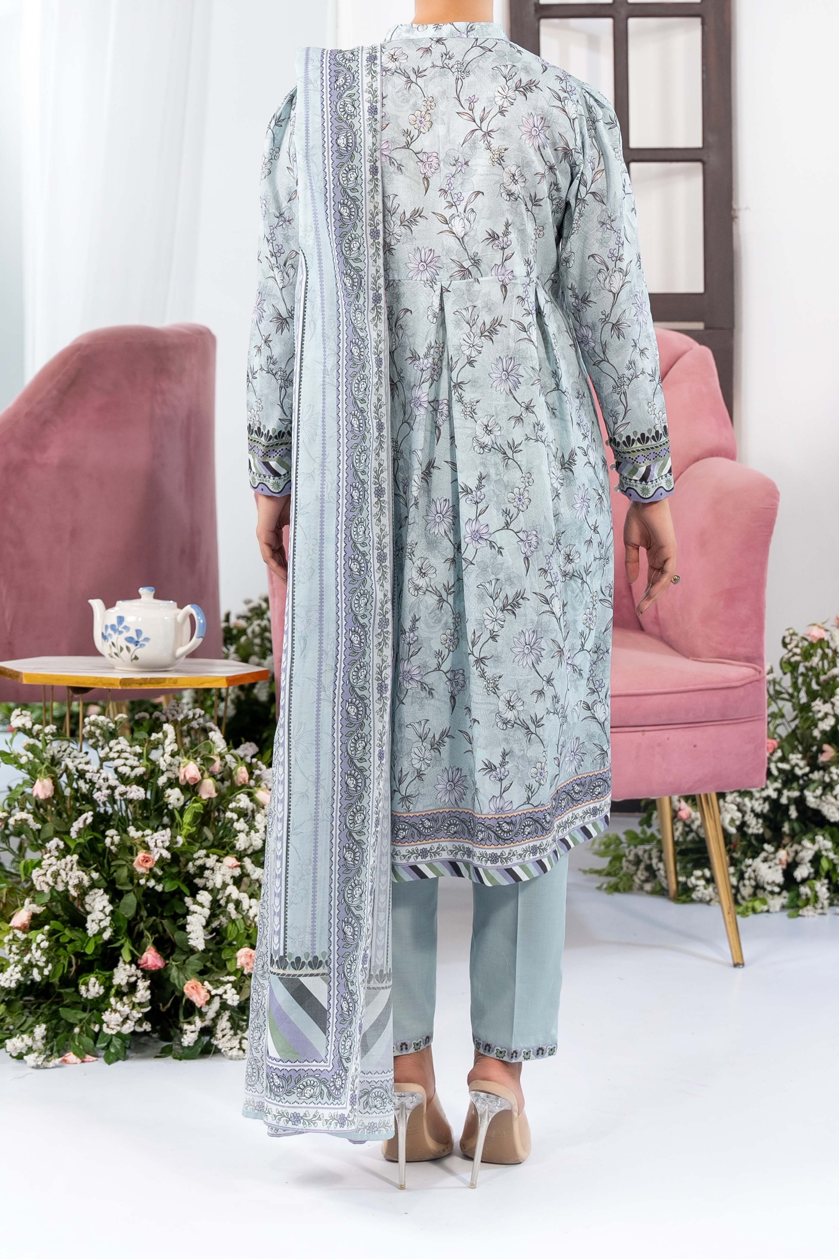 NUSL3330 Printed Lawn Suit - Unstitched 3Pc
