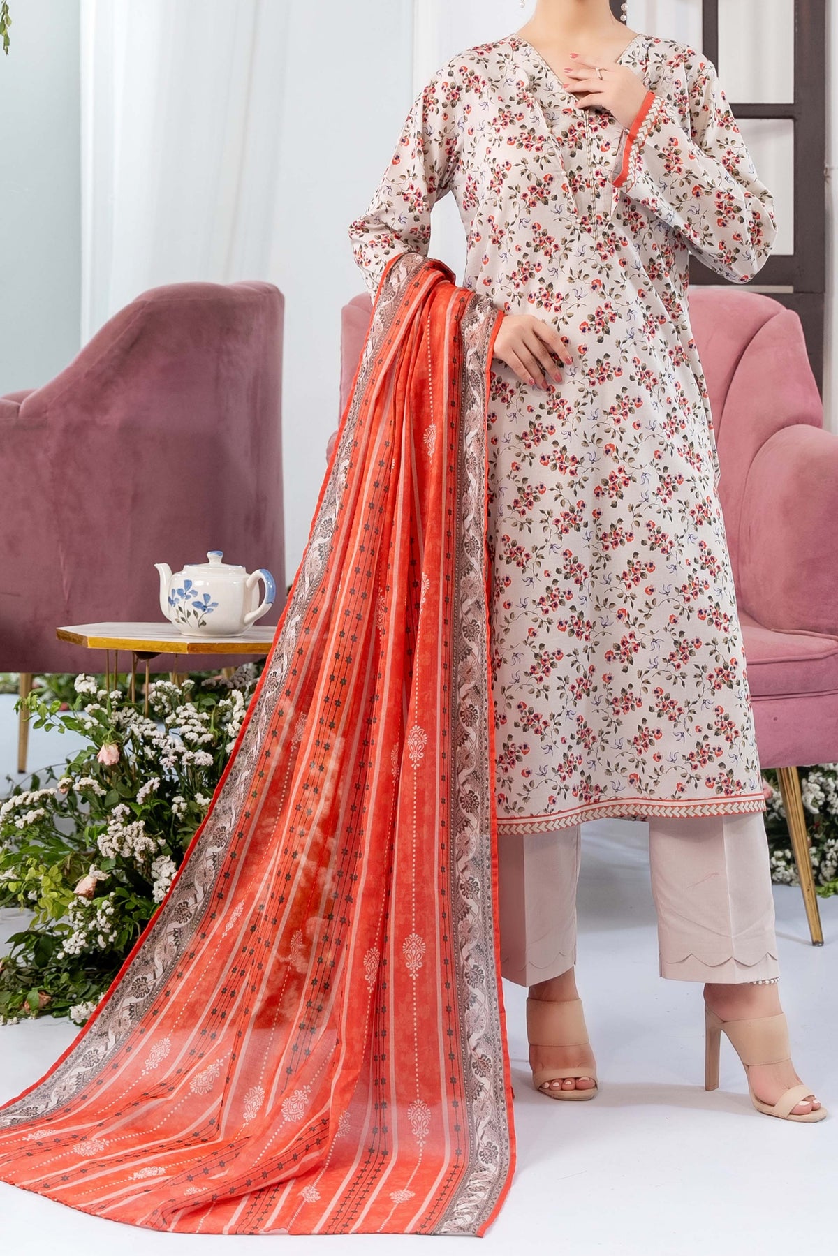 NUSL3324 Printed Lawn Suit - Unstitched 3Pc