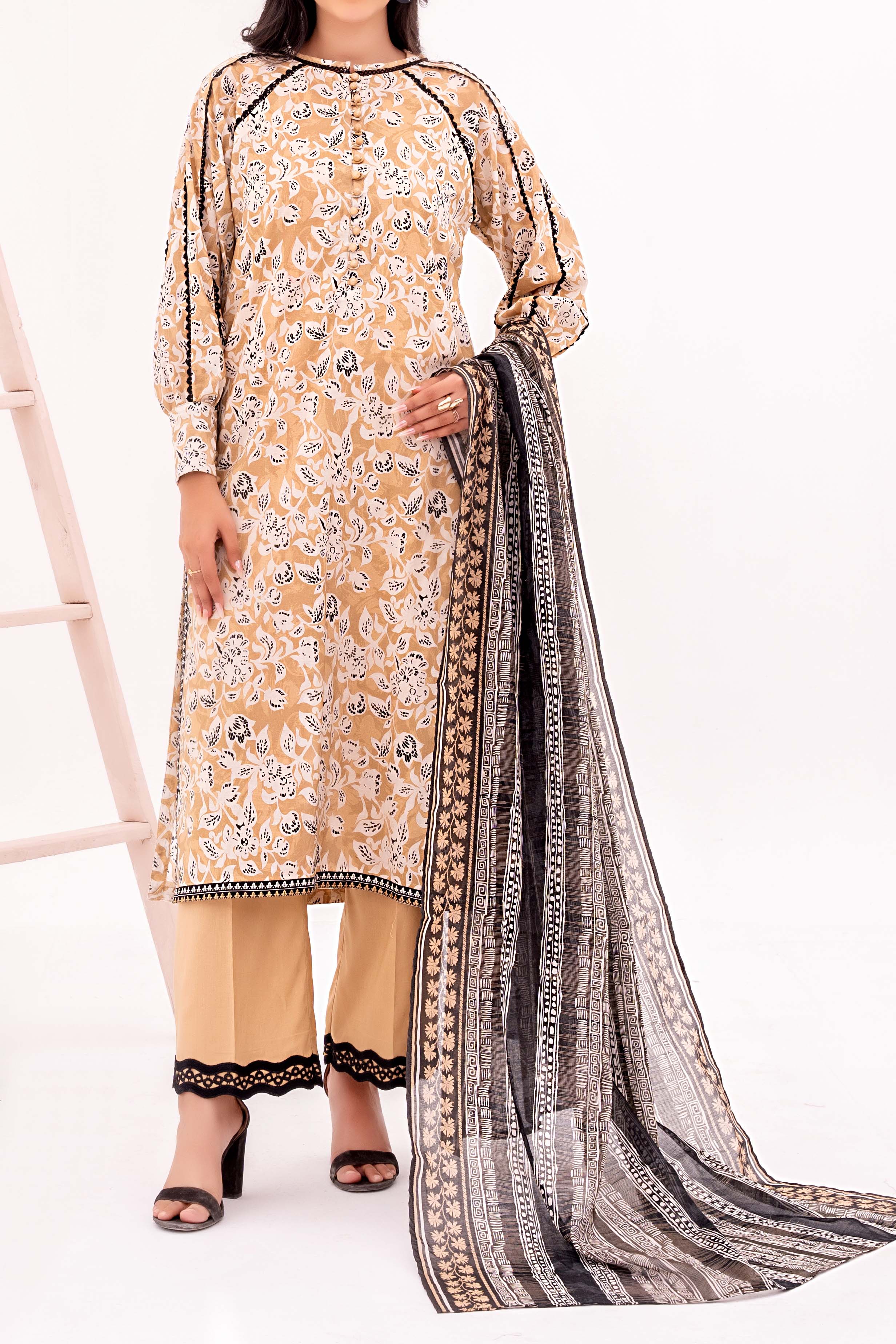 NUSL3352 Printed Cambric Suit - Unstitched 3Pc