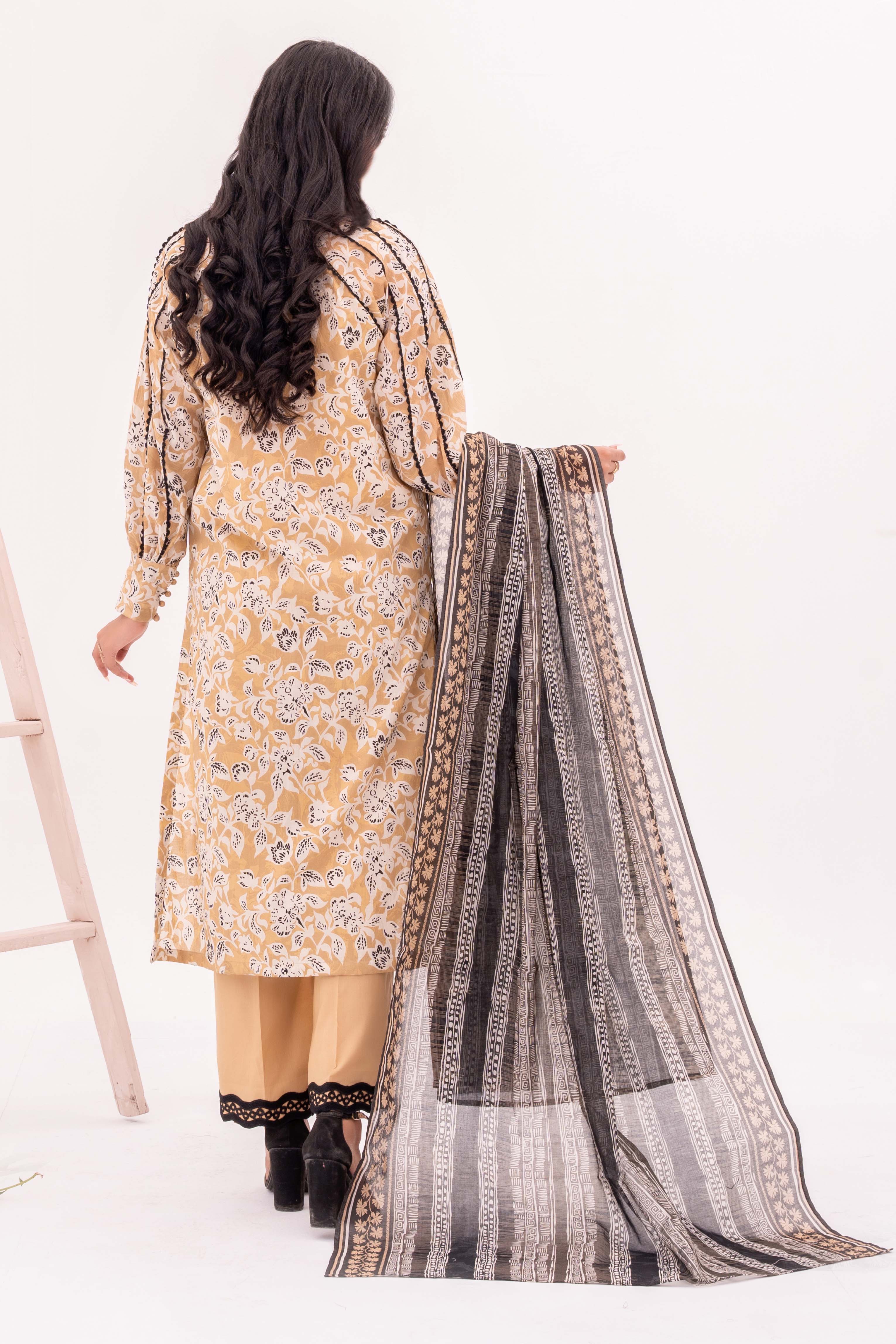 NUSL3352 Printed Cambric Suit - Unstitched 3Pc