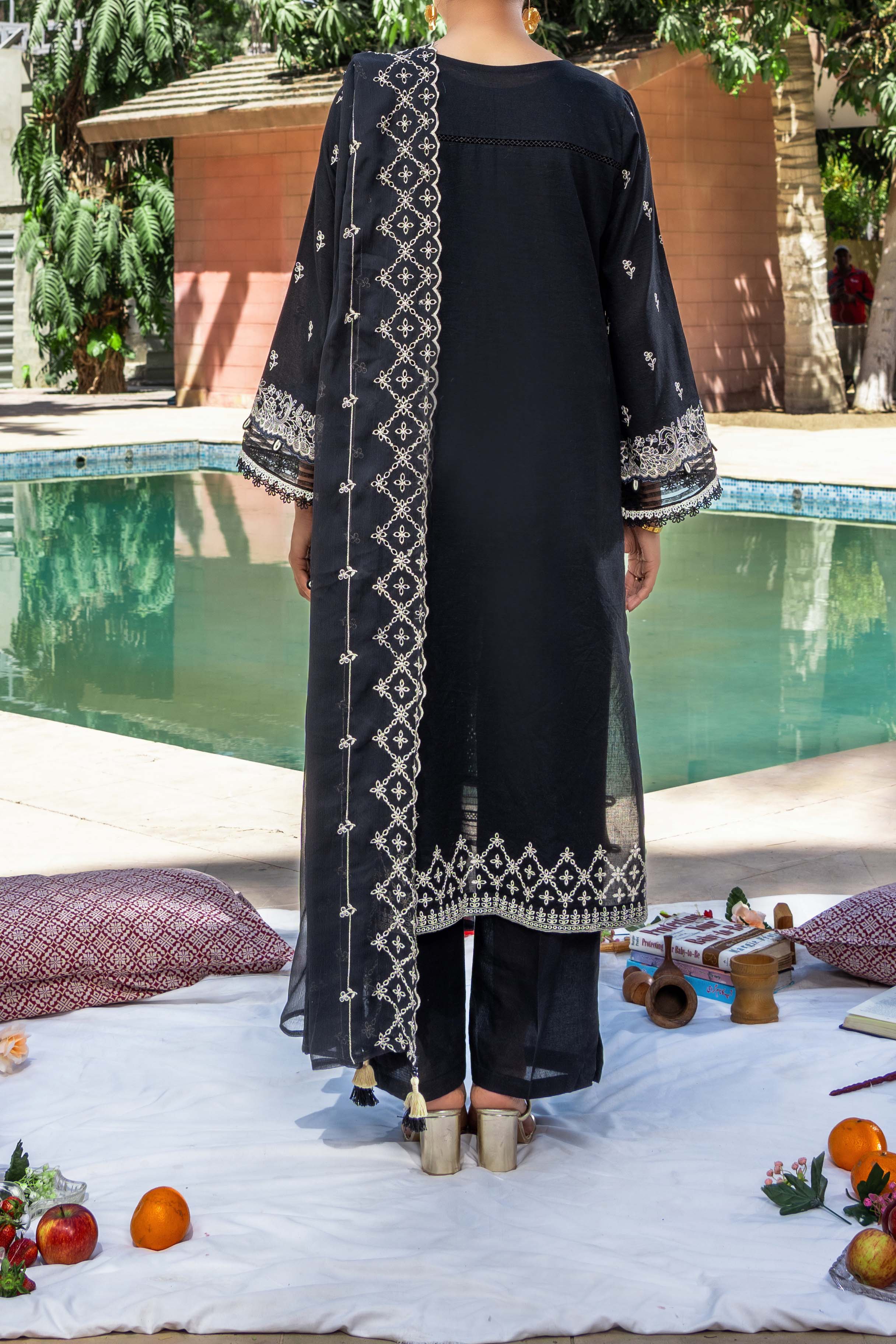 NUSF3269 Schiffli Embroidered Lawn Suit - Unstitched 3Pc
