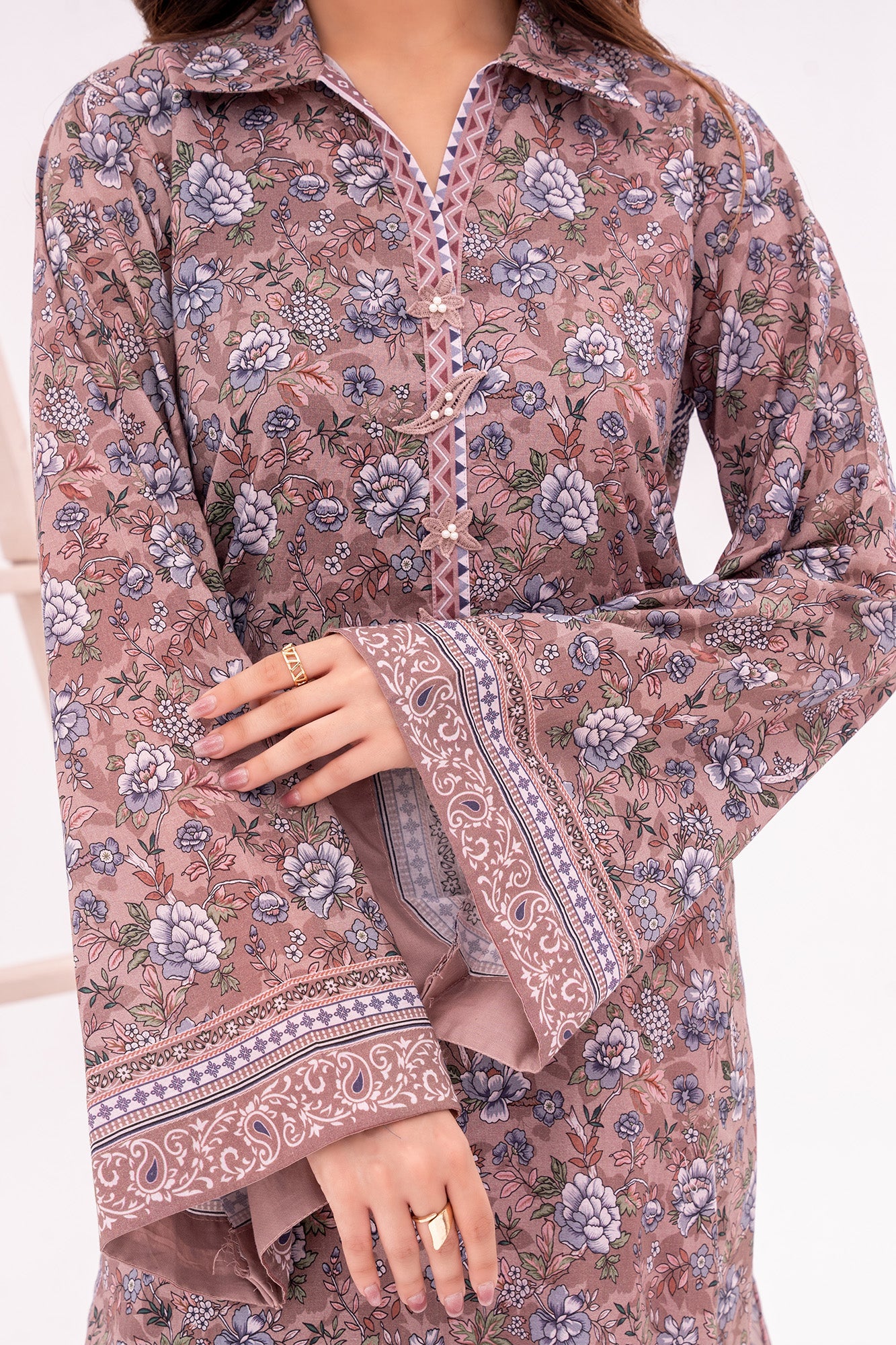 NUSL3347 Printed Cambric Suit - Unstitched 3Pc