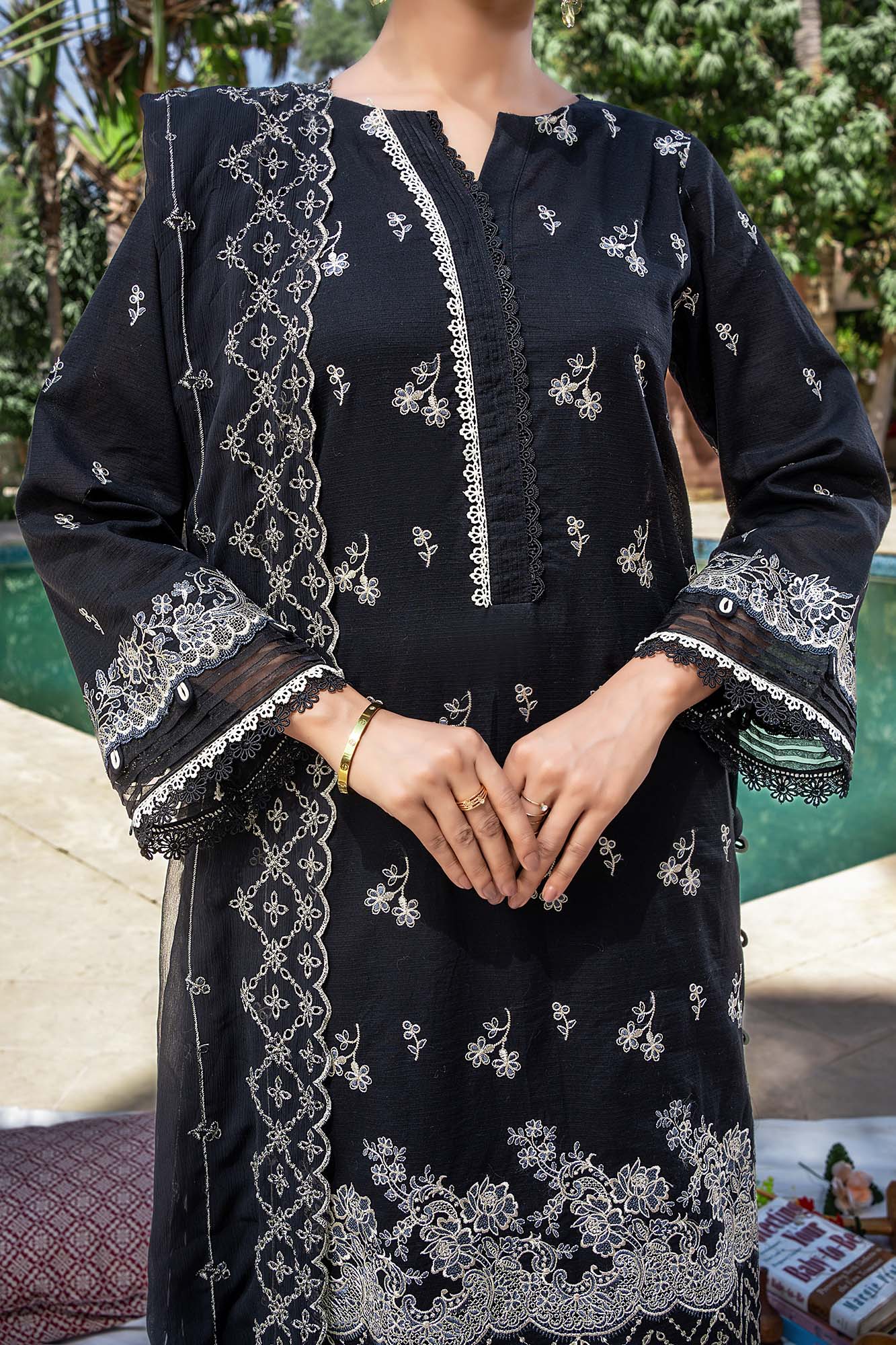 NUSF3269 Schiffli Embroidered Lawn Suit - Unstitched 3Pc