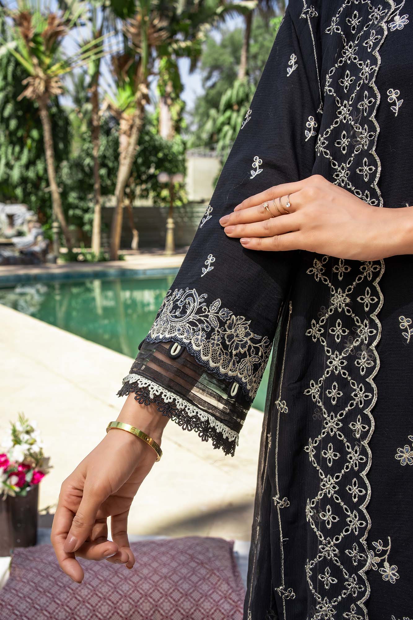 NUSF3269 Schiffli Embroidered Lawn Suit - Unstitched 3Pc