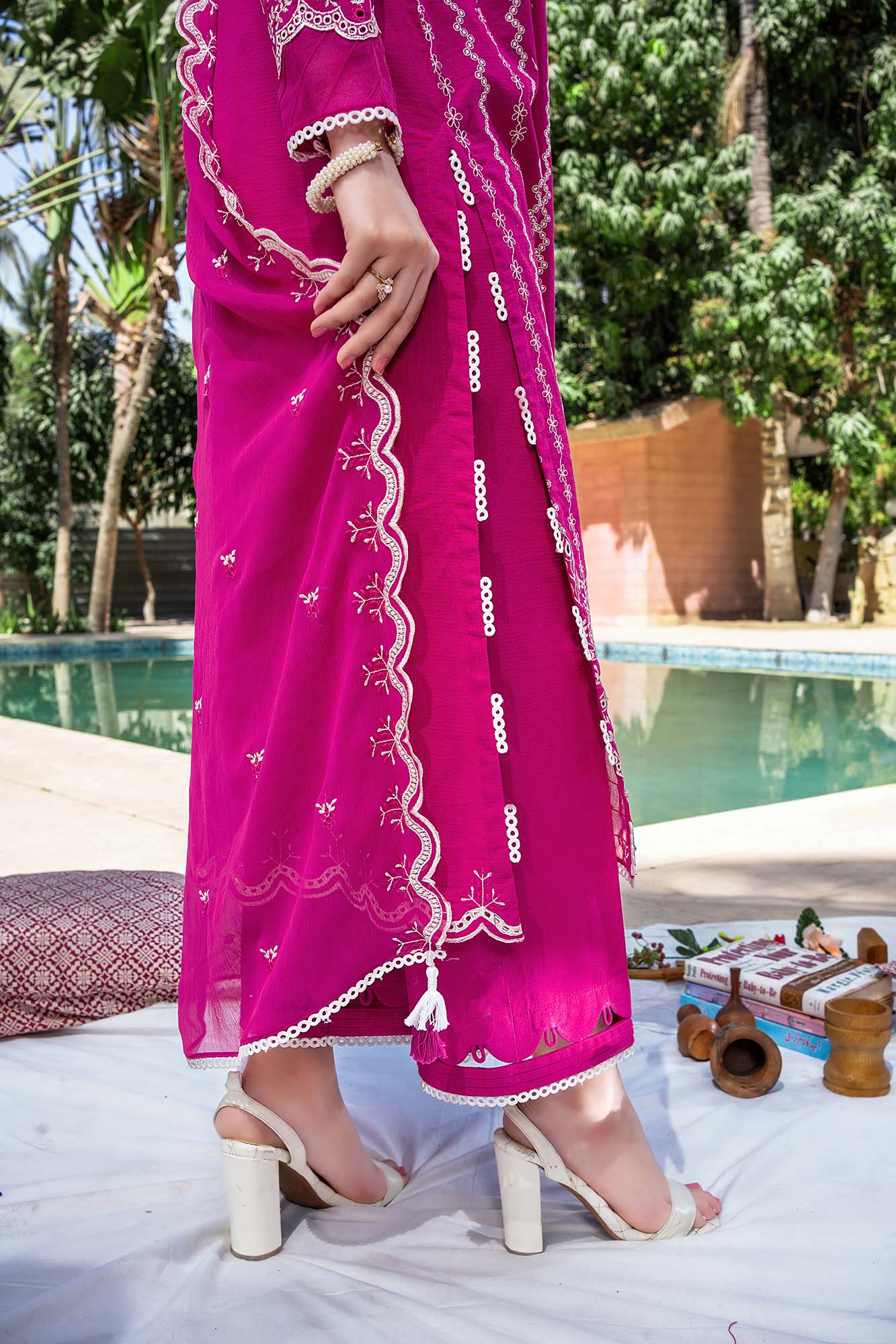 NUSF3275 Schiffli Embroidered Lawn Suit - Unstitched 3Pc